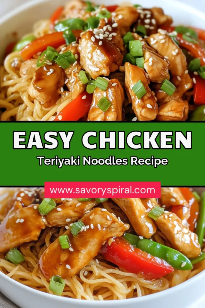 Discover how to make delicious Chicken Teriyaki Noodles with this easy teriyaki noodle recipe! Perfect for a quick stir-fry dinner, this recipe blends tender rice noodles with juicy chicken and vibrant veggies for a satisfying meal. Ready in just 30 minutes, this recipe is ideal for busy nights. Don't miss out on these tasty easy chicken noodles! Click to save and try it today! #ChickenTeriyakiNoodles #EasyRecipes #QuickStirFry #NoodleLovers