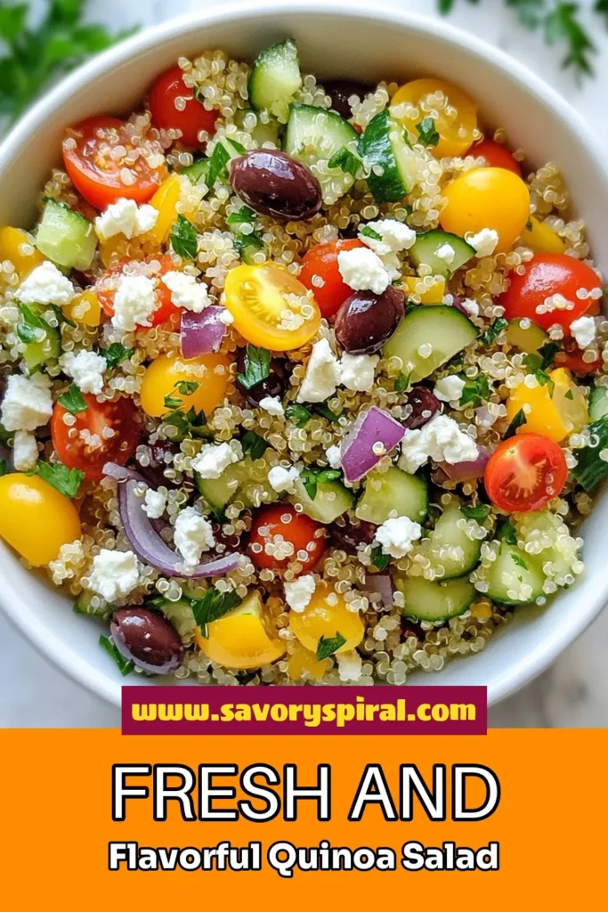 Discover the vibrant flavors of this Healthy Greek Quinoa Salad, a fantastic vegetarian quinoa salad that's both nutritious and delicious. This Greek quinoa salad recipe combines fresh veggies, creamy feta, and protein-rich quinoa for a satisfying meal. Perfect for meal prep or a refreshing side dish, try this Mediterranean quinoa salad today! Click for the full recipe and elevate your healthy eating! #QuinoaSalad #HealthyRecipes #MediterraneanDiet #FetaCheese