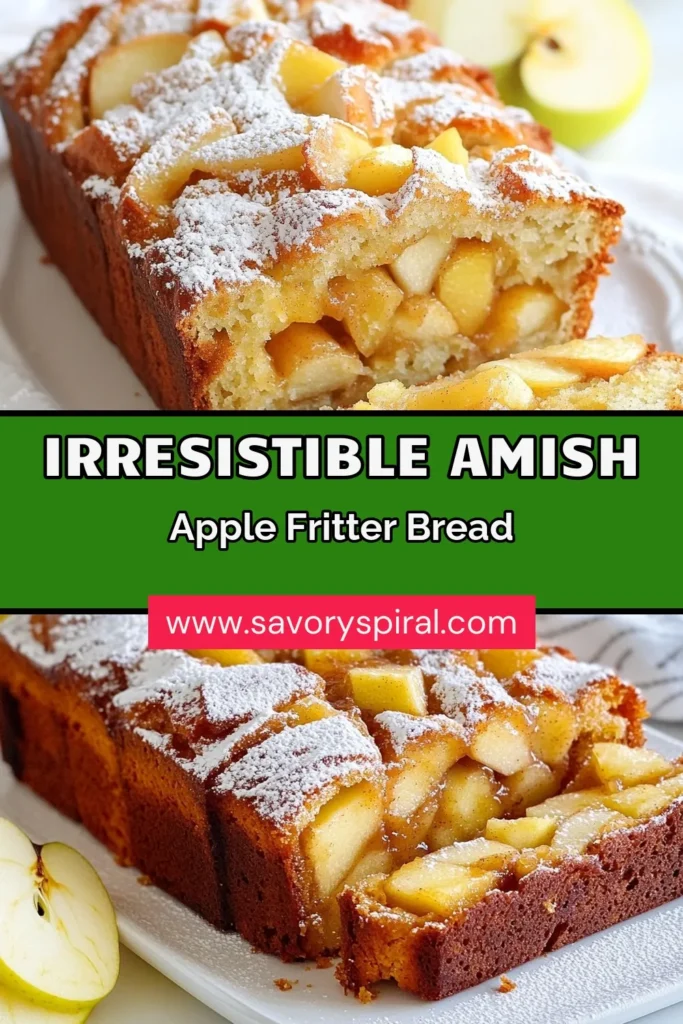 Discover the delightful taste of Amish Apple Fritter Bread with this easy apple bread recipe. This homemade apple fritter recipe features warm cinnamon and fresh apples, making it perfect for breakfast or a snack. Bake this cinnamon apple bread for a delicious treat that everyone will love. Save this recipe for a scrumptious addition to your mornings! #AmishAppleFritterBread #BreakfastBread #EasyAppleBreadRecipe #CinnamonAppleBread