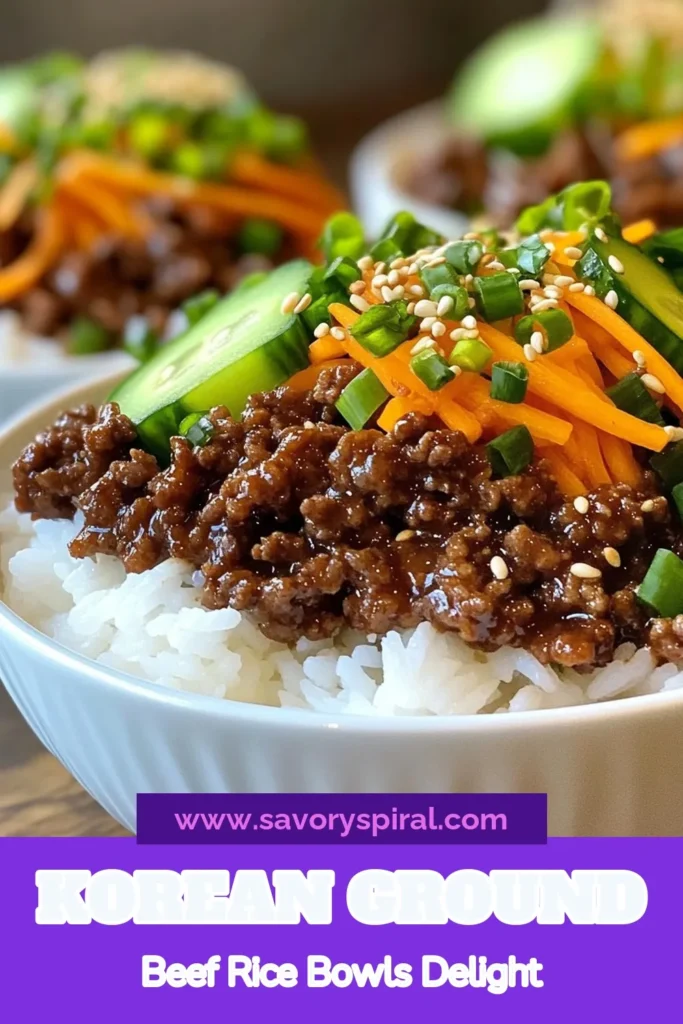 Discover this delicious Korean ground beef recipe that's perfect for busy weeknights! These easy Korean beef bowls combine savory ground beef, fragrant garlic, and fresh veggies, making them a fantastic choice for a quick Asian dinner. Ideal for Korean-inspired meal prep, this ground beef bowls recipe comes together in just 25 minutes. Save this to try tonight! #KoreanBeef #MealPrep #QuickDinner #HealthyRecipes