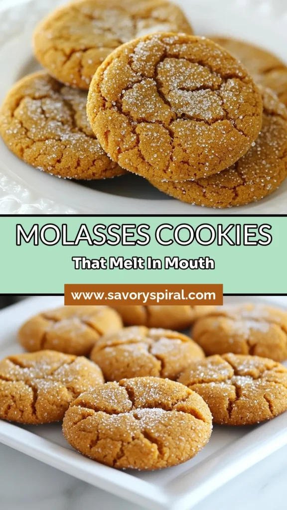 Indulge in the ultimate comfort with these super soft molasses cookies! This easy molasses cookie recipe yields chewy, homemade delights infused with spicy ginger and cinnamon. Perfect for sharing or enjoying solo, these spiced molasses cookies are a must-try. Bake a batch today and fill your home with warmth and sweetness. Click for the full recipe and get ready to savor every bite! #MolassesCookies #CookieRecipe #BakingJoy #HomemadeTreats