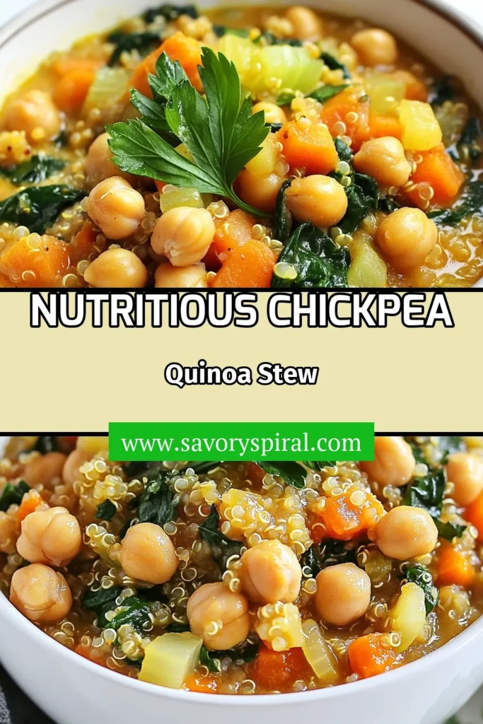 Discover the ultimate High-Protein Soup Collection with this delicious Chickpea Quinoa Stew. Packed with nutrients, this healthy vegetarian stew is perfect for quick weeknight dinners. Enjoy hearty plant-based meals that are easy to prepare and satisfying. Try this easy quinoa recipe for a wholesome vegan chickpea experience. Save this recipe for a nourishing bowl of goodness tonight! #VeganRecipes #HealthyMeals #Quinoa #Chickpeas