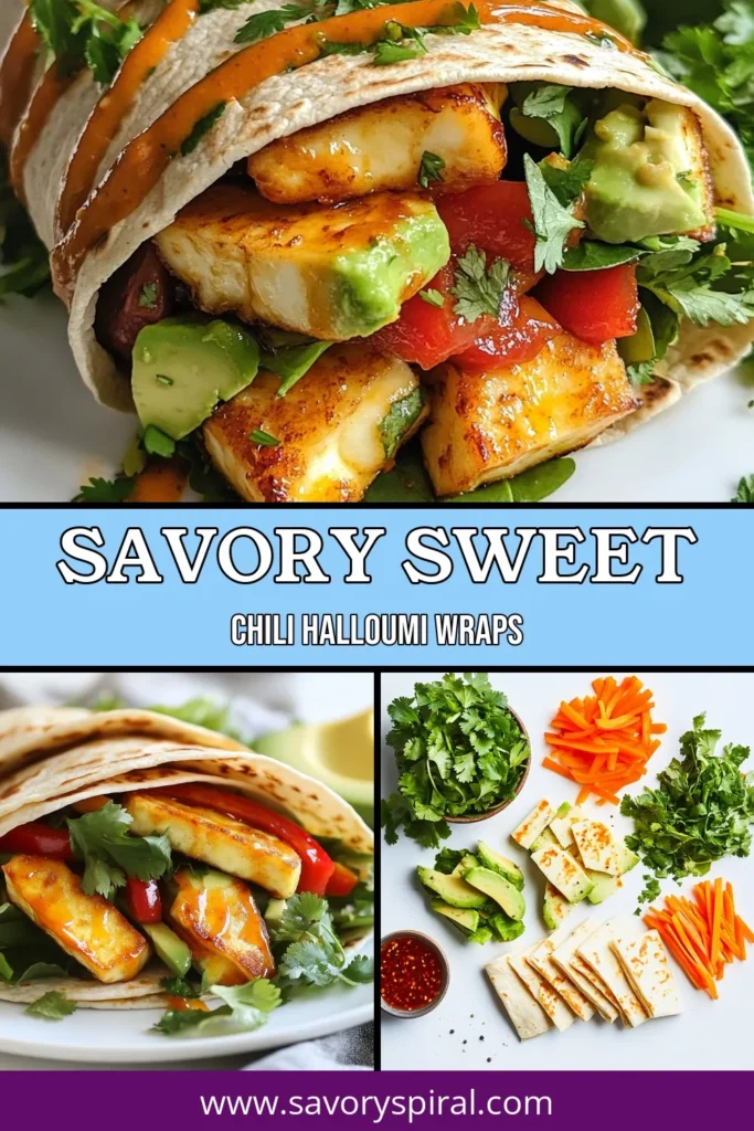 Discover the deliciousness of Sweet Chili Halloumi Wraps! This easy vegetarian wrap features crispy halloumi cheese, creamy avocado, and fresh veggies, all brought together with a zesty sweet chili sauce. Perfect for a quick lunch or dinner, these healthy wraps are packed with flavor and nutrients. Try this Halloumi Cheese Recipe today, and elevate your meals with these delightful Sweet Chili Sauce Recipes. Save and share! #SweetChiliHalloumiWraps #HealthyWrapsWithAvocado #EasyVegetarianWraps #HalloumiCheeseRecipe