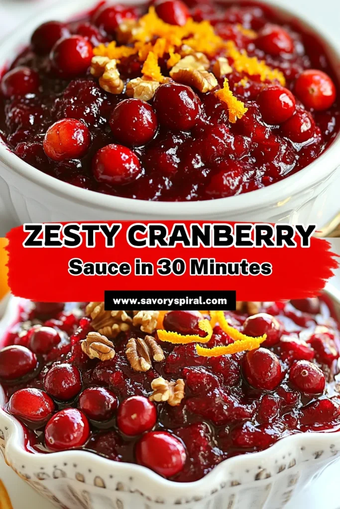 Discover the perfect cranberry sauce recipe with this zesty cranberry sauce that will elevate your holiday meals! This homemade cranberry sauce blends fresh cranberries with orange juice and spices for a delightful twist. Enjoy the warm flavors of spiced cranberry sauce with hints of cinnamon and nutmeg, complemented by the freshness of orange zest. Make your festivities brighter with this easy orange cranberry sauce—save this recipe and enjoy all year round! #CranberrySauceRecipe #ZestyCranberrySauce #HomemadeCranberrySauce #SpicedCranberrySauce
