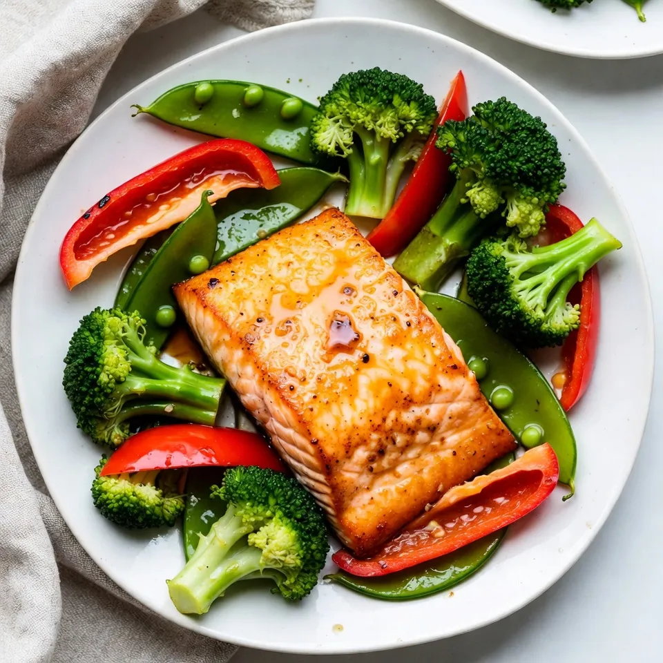- 4 salmon fillets (about 6 oz each) - 1/4 cup honey - 1/4 cup soy sauce (or tamari for gluten-free) The main stars of this dish are the salmon fillets. They give a rich flavor and are packed with healthy fats. Honey adds a sweet touch, while soy sauce brings a savory depth. If you need a gluten-free option, tamari works great too. - 2 cups broccoli florets - 1 red bell pepper, sliced - 1 cup snap peas I love using bright vegetables with this salmon. Broccoli florets add a nice crunch. Red bell pepper gives color and sweetness. Snap peas add a crisp bite that pairs well with the fish. - 2 tablespoons olive oil - 3 cloves garlic, minced - 1 tablespoon ginger, grated - Fresh cilantro or parsley for garnish (optional) Olive oil helps the veggies roast well and adds healthy fats. Garlic and ginger bring a punch of flavor. I like to garnish with fresh herbs like cilantro or parsley for a pop of freshness. {{ingredient_image_1}} 1. Preheating the oven Start by preheating your oven to 400°F (200°C). This temperature helps cook the salmon and veggies evenly. Line a large sheet pan with parchment paper. This makes clean-up easy. 2. Preparing the honey garlic mixture In a small bowl, whisk together 1/4 cup honey, 1/4 cup soy sauce, 3 minced garlic cloves, and 1 tablespoon grated ginger. Mix well until everything blends. This mixture gives the salmon a sweet and savory flavor. 1. Placing salmon fillets Take 4 salmon fillets and place them on one side of the sheet pan. Brush half of the honey garlic mixture over the fillets. Save the other half for later. The salmon will soak up those tasty flavors. 2. Tossing and arranging vegetables In a large bowl, toss 2 cups of broccoli florets, 1 sliced red bell pepper, and 1 cup of snap peas with 2 tablespoons of olive oil, salt, and pepper. Make sure everything gets coated. Spread this vegetable mix on the other side of the sheet pan. Arrange them around the salmon for a colorful look. 1. Cooking time and temperature Place the sheet pan in the oven and bake for about 15-20 minutes. The salmon should flake easily with a fork when done. The veggies will be tender-crisp. 2. Drizzling the remaining honey garlic mixture Once the time is up, take the pan out of the oven. Drizzle the remaining honey garlic mixture over the salmon and vegetables. If you want a caramelized effect, return it to the oven for an extra 2-3 minutes. This adds an extra layer of flavor and a nice glaze. For the best results, cook your salmon at 400°F (200°C). The ideal cooking time is about 15 to 20 minutes. Salmon is done when it flakes easily with a fork. Look for a light pink color in the thickest part of the fillet. If it is still translucent, give it a few more minutes. To make your salmon burst with flavor, marinate it in the honey garlic mixture. Let it sit for at least 30 minutes before cooking. For extra zing, add a splash of lemon juice. You can also mix in a pinch of red pepper flakes for heat. Fresh herbs like cilantro or parsley can brighten up the dish. Using parchment paper on your sheet pan makes cleanup a breeze. Once you’re done, just toss the paper away. For storing leftovers, place them in an airtight container. This dish can stay fresh in the fridge for up to three days. Reheat gently in the oven or microwave. Pro Tips Adjust the Sweetness: If you prefer a less sweet glaze, reduce the amount of honey slightly or add a dash of lime juice for a tangy twist. Perfectly Cooked Salmon: To ensure your salmon cooks evenly, aim for fillets that are about the same thickness. This helps them cook at the same rate. Add Variety with Veggies: Feel free to mix and match your favorite vegetables. Asparagus, zucchini, or carrots can be excellent alternatives. Make it Meal Prep Friendly: This recipe is perfect for meal prep! Store leftovers in an airtight container in the fridge for up to 3 days. {{image_2}} You can switch up the veggies in your honey garlic salmon sheet pan. Broccoli, red bell pepper, and snap peas work great, but other options shine too. Try asparagus, zucchini, or carrots. Each veggie adds its own flavor and color. Seasonal veggies also make a big difference. In spring, go for asparagus and peas. In fall, use Brussels sprouts and sweet potatoes. These swaps keep your meal fresh and exciting. The honey garlic sauce is fantastic, but you can play with it. Try adding orange juice for a citrus twist. Swap out honey for maple syrup for a new flavor. Want some heat? Mix in chili sauce or sriracha. Just a spoonful can bring a nice kick. You can even add herbs like thyme or rosemary for deeper flavor. If you want to change the protein, salmon is just one option. Cod or halibut work well too. Both fish have mild flavors that match the sauce. For chicken lovers, use chicken breasts or thighs. Just cook them a bit longer to ensure they are done. Tofu is also a great choice for a vegetarian meal. Press it first to remove water, then marinate and bake. Each protein offers a unique taste and texture, making this dish versatile. After enjoying your honey garlic salmon, store any leftovers in the fridge. Place the salmon and veggies in an airtight container. This keeps them fresh and tasty. Ensure you refrigerate within two hours after cooking. Your dish can last for up to three days in the fridge. You can also freeze honey garlic salmon for later. Wrap each salmon fillet tightly in plastic wrap. Then, place them in a freezer bag. This helps prevent freezer burn. The dish can stay good in the freezer for up to three months. When you want to eat it, thaw the salmon in the fridge overnight. To reheat, place it in an oven at 350°F (175°C) for about 15 minutes. This will warm it up without drying it out. Preparing honey garlic salmon ahead of time is easy and fun. Cook a batch of salmon and veggies on the weekend. Then, divide them into meal prep containers. This way, you have healthy meals ready for the week. Use small containers for single servings. This makes grabbing lunch or dinner quick. You can also mix and match sides, like rice or quinoa, for variety. Enjoy your meals all week long! To check if the salmon is cooked, look for a few key signs. The salmon should be opaque and flake easily with a fork. Use a fork to gently press the top of the fillet. If it flakes apart easily, it is ready. You can also use a meat thermometer. The internal temperature should reach 145°F (63°C). This ensures safety and the best taste. Yes, you can make this recipe gluten-free. Simply replace the soy sauce with tamari. Tamari is a gluten-free soy sauce alternative. It has a similar flavor and works great in the honey garlic sauce. You can also use coconut aminos. This option is lower in sodium and adds a nice sweetness. There are many great sides to enjoy with honey garlic salmon. Here are some ideas: - Steamed rice or quinoa for a hearty base - Roasted sweet potatoes, which add sweetness - A fresh green salad with a light dressing - Garlic mashed potatoes for a creamy option - Grilled asparagus or green beans for a veggie boost Try mixing and matching these sides to create a complete meal! Honey garlic salmon is easy and delicious. You learned about key ingredients like salmon, honey, and soy sauce. We covered preparation steps and the baking process to get the perfect dish. Remember to experiment with vegetables and flavors. You can even adapt this recipe for chicken or tofu. Lastly, storage tips help you enjoy leftovers later. Try this recipe for a quick meal everyone will love. Enjoy your cooking!