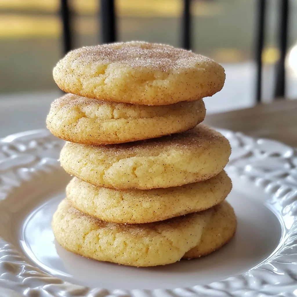 To make classic snickerdoodle cookies, gather these simple ingredients: - 2 3/4 cups all-purpose flour - 2 teaspoons cream of tartar - 1 teaspoon baking soda - 1/4 teaspoon salt - 1 cup unsalted butter, softened - 1 1/2 cups granulated sugar - 2 large eggs - 1 teaspoon pure vanilla extract - 1/4 cup granulated sugar (for rolling) - 2 tablespoons ground cinnamon (for rolling) These ingredients come together to create a soft, chewy cookie with a delightful cinnamon sugar coating. The cream of tartar adds that classic tangy flavor, making snickerdoodles unique. The butter gives richness, while sugar adds sweetness. Eggs bind everything together, and vanilla brings a warm aroma. When you roll the dough in the cinnamon sugar mix, it creates a sweet crust. Each bite offers warmth from the cinnamon and a soft, buttery center. This is what makes snickerdoodles a beloved treat for many! {{ingredient_image_1}} 1. Preheat your oven to 375°F (190°C). 2. Line your baking sheets with parchment paper. This helps with easy cleanup. 1. In a medium bowl, whisk together: - 2 3/4 cups all-purpose flour - 2 teaspoons cream of tartar - 1 teaspoon baking soda - 1/4 teaspoon salt 2. Set this mixture aside. It is the base for our cookies. 1. In a large mixing bowl, cream together: - 1 cup unsalted butter, softened - 1 1/2 cups granulated sugar 2. Mix until light and fluffy. This takes about 3 to 4 minutes. 3. Beat in: - 2 large eggs, one at a time - 1 teaspoon pure vanilla extract 4. Mix until everything is well combined. 1. Gradually add the dry mixture to the wet mixture. 2. Stir until just combined. Be careful not to overmix. This keeps your cookies soft. 1. Scoop tablespoons of dough and roll them into balls. 2. Roll each ball in a mixture of: - 1/4 cup granulated sugar - 2 tablespoons ground cinnamon 3. Place the coated dough balls on the baking sheets, spaced about 2 inches apart. 4. Bake for 8 to 10 minutes. Look for lightly golden edges and soft centers. 1. Allow cookies to cool on the baking sheets for about 5 minutes. 2. Then, transfer them to a wire rack to cool completely. This helps them keep their shape. To get the perfect snickerdoodle, pay attention to your baking times. Bake the cookies at 375°F for just 8-10 minutes. Look for edges that are golden brown. The centers should still look soft and puffy. This helps keep them chewy. Cooling is just as important. Leave the cookies on the baking sheet for about 5 minutes. Then, move them to a wire rack. This allows air to flow and keeps them from getting soggy. To keep your snickerdoodles fresh, store them in an airtight container. This helps keep them soft and chewy. You can also add a slice of bread inside the container. The bread will help keep the cookies moist. If you have many cookies, you can freeze them. Just place them in a freezer-safe bag. They will stay fresh for up to three months. When you want one, let it thaw at room temperature. Serve your snickerdoodles on a nice plate. You can stack them high for a lovely display. To make them even more special, sprinkle a little extra cinnamon sugar on top. It adds a festive touch. For a fun idea, pair the cookies with a glass of cold milk. This classic combo is sure to please everyone. You can also place them in a clear bag tied with ribbon. This makes a great gift. Pro Tips Chill the Dough: For thicker cookies, chill the dough for at least 30 minutes before baking. This helps to prevent spreading and enhances the texture. Use Fresh Spices: For the best flavor, use freshly ground cinnamon rather than pre-ground. It makes a noticeable difference! Don't Overbake: Keep an eye on the cookies while baking. They should be lightly golden on the edges and soft in the center for the perfect chewy texture. Experiment with Add-ins: Try adding chocolate chips, nuts, or dried fruit to the dough for a unique twist on the classic snickerdoodle! {{image_2}} You can make snickerdoodles gluten-free by using different flours. Almond flour and coconut flour work well. If you use almond flour, you might need to reduce the amount. Coconut flour absorbs a lot of liquid, so add more eggs. Always check if the flour is labeled gluten-free. This way, you avoid any cross-contamination. To make vegan snickerdoodles, replace the butter with coconut oil or vegan butter. Use flaxseed meal or applesauce as an egg substitute. For each egg, mix 1 tablespoon of flaxseed meal with 3 tablespoons of water. Let it sit for a few minutes to thicken. This keeps your cookies moist and tasty without any animal products. You can add fun flavors to your snickerdoodles. Try mixing in nuts like walnuts or pecans. You can also fold in chocolate chips for a sweet surprise. Both options add texture and flavor. Experiment with your favorite ingredients to make these cookies your own. To keep your snickerdoodle cookies fresh, use an airtight container. A cookie jar works well. Place parchment paper between layers to avoid sticking. Store them at room temperature for up to five days. If you stack them directly, they may lose their shape and texture. Freezing cookies is simple. Here’s how: 1. Cool Completely: Let the cookies cool on a wire rack. This step is crucial. 2. Flash Freeze: Place cookies on a baking sheet in a single layer. Freeze for about an hour. 3. Pack for Freezing: Transfer the frozen cookies into a freezer bag or container. Make sure to remove as much air as possible. Label the bag with the date. 4. Store: Keep them in the freezer for up to three months. For the best results when thawing, follow these steps: - Thawing: Remove cookies from the freezer. Leave them at room temperature for about 30 minutes. This helps them soften. - Reheating: To warm them up, preheat your oven to 350°F (175°C). Place cookies on a baking sheet. Heat for 5-7 minutes. This restores their fresh-baked taste. Enjoy your cookies warm with a glass of milk! Snickerdoodle cookies stand out due to their unique taste and texture. They are soft, chewy, and have a slight tang from cream of tartar. The generous coating of cinnamon sugar gives them a warm, spicy flavor. Unlike chocolate chip cookies, snickerdoodles do not contain chocolate. They focus on the sweet and spicy notes, making them a classic favorite. Yes, you can use margarine instead of butter. However, this change will affect the flavor and texture. Margarine often has a different taste than butter. It can make the cookies less rich and flavorful. The texture may also be softer, impacting how they hold their shape while baking. For the best snickerdoodles, I recommend sticking with unsalted butter. To know when your snickerdoodles are done, watch for a few signs. The edges should be lightly golden, while the centers look soft. They will puff up while baking, then flatten as they cool. If the edges are set but the middle still looks a bit underbaked, that's perfect. They will firm up as they cool, giving you that soft, chewy texture. This guide covered all you need to make great snickerdoodle cookies. We looked at ingredients, step-by-step instructions, and tips for perfect texture. You also learned how to store, freeze, and serve your cookies. Don’t forget the variations to try, like gluten-free or vegan options. Baking is fun, and with these tips, you can make snickerdoodles that everyone will love. Enjoy making your batch and share your yummy treats!