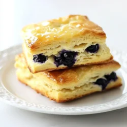 To make melt-in-your-mouth blueberry biscuits, gather these ingredients: - 2 cups all-purpose flour - 1/4 cup granulated sugar - 1 tablespoon baking powder - 1/2 teaspoon salt - 1/2 cup unsalted butter, chilled and cubed - 3/4 cup buttermilk (or 3/4 cup milk with 1 tablespoon vinegar added) - 1 cup fresh blueberries - 1 teaspoon vanilla extract - 1 tablespoon heavy cream (for brushing) You can swap some ingredients for different results: - Use whole wheat flour for a nuttier taste. - Substitute coconut sugar for granulated sugar for a hint of caramel flavor. - Replace buttermilk with plain yogurt mixed with water. - Try almond milk in place of regular milk for a dairy-free option. - Use lemon zest for a fresh twist. Choosing fresh blueberries makes a big difference. Here are some tips to help you pick the best ones: - Look for blueberries that are plump and firm. - Check for a deep blue color; avoid any with green or red spots. - Gently shake the container. If you hear rattling, the berries are likely overripe. - Smell them! Fresh blueberries have a sweet, fruity scent. - Store them in the fridge to keep them fresh for longer. {{ingredient_image_1}} Start by preheating your oven to 425°F (220°C). This high heat will help the biscuits rise. Next, line a baking sheet with parchment paper. This step keeps the biscuits from sticking and makes clean-up easy. In a large bowl, combine 2 cups of all-purpose flour, 1/4 cup of granulated sugar, 1 tablespoon of baking powder, and 1/2 teaspoon of salt. Whisk these together until they are well mixed. This blend will give the biscuits their structure and flavor. Chill 1/2 cup of unsalted butter and cut it into small cubes. Add the cold butter to the dry mix. Use a pastry cutter or your fingers to mix until it looks like coarse crumbs. Next, make a well in the center. Pour in 3/4 cup of buttermilk and 1 teaspoon of vanilla extract. Stir this gently until just combined, being careful not to over-mix. Now, it's time to add the star ingredient—1 cup of fresh blueberries. Gently fold the blueberries into the dough. Be careful not to crush them; you want them whole for bursts of flavor. Turn the dough onto a floured surface. Knead it gently just until it comes together. Pat the dough into a rectangle about 1 inch thick. Use a round cutter or a glass to cut out biscuits. If you have scraps, re-pat them to make more biscuits. Place the biscuits on the lined baking sheet. Brush the tops with 1 tablespoon of heavy cream. This will give them a nice golden finish. Bake for 12-15 minutes until they are lightly golden on top. Remove them from the oven and let them cool slightly before serving. Enjoy the melt-in-your-mouth goodness! To get that melt-in-your-mouth feel, use cold butter. Cold butter helps create steam. This steam makes your biscuits fluffy and tender. Be gentle when mixing. Overworking the dough makes biscuits tough. Mix just until combined. Also, use buttermilk instead of regular milk. Buttermilk adds richness and moisture. One common mistake is using warm butter. Always use chilled, cubed butter. Another mistake is over-kneading the dough. Knead just enough to bring it together. Also, avoid overbaking. Check the biscuits after 12 minutes. They should be golden but not too dark. Lastly, don't skip brushing with heavy cream. This step gives a nice finish. For biscuit-making, use a few key tools. A mixing bowl helps combine the dry ingredients. A pastry cutter makes cutting in the butter easy. You also need a round cutter or a glass for shaping. Parchment paper on your baking sheet prevents sticking. Lastly, an oven thermometer ensures the right baking temperature. Pro Tips Chill Your Ingredients: Ensure your butter and buttermilk are cold to create flaky layers in your biscuits. Don't Overmix: Combine the ingredients just until they come together to keep the biscuits tender and light. Fresh Blueberries: Use fresh blueberries for the best flavor and texture; frozen blueberries can make the dough soggy. Brush with Cream: Brushing the tops with heavy cream before baking adds a beautiful golden color and extra richness. {{image_2}} You can change the blueberries for other fruits. Raspberries, strawberries, or blackberries work well. Each fruit adds its own taste. For example, raspberries give a tart touch. Strawberries add a sweet and fruity flavor. Just make sure to use fresh or frozen fruit. If using frozen, don’t thaw them first to keep the biscuits from getting soggy. Spices can make your biscuits even better. Consider adding cinnamon or nutmeg for warmth. A pinch of cardamom can add a unique twist. You can also mix in some lemon zest for a bright flavor. Add a teaspoon of almond extract for a nutty hint. These small changes can create a whole new experience with each bite. You can make these biscuits healthier too. Swap all-purpose flour for whole wheat flour. This adds fiber and nutrients. You can also use honey or maple syrup instead of sugar. If you want to go sugar-free, try using a sugar substitute. Just check the package for the right amount to use. These swaps keep the taste while making them a healthier choice. To keep your leftover biscuits fresh, place them in an airtight container. Make sure they’re completely cool first. You can store them at room temperature for up to two days. If you want to keep them longer, the fridge is a good option. They can last about a week in there. Just remember, biscuits are best enjoyed fresh! If you want to save some biscuits for later, freezing is a great choice. First, let the baked biscuits cool completely. Then, wrap each biscuit tightly in plastic wrap. Place the wrapped biscuits in a freezer bag or container. They can last up to three months in the freezer. When you're ready to enjoy, just thaw them at room temperature. To reheat your biscuits, preheat your oven to 350°F (175°C). Place the biscuits on a baking sheet. Cover them lightly with foil to keep them moist. Heat for about 10 minutes, or until warm. If you want a crisp top, remove the foil for the last few minutes. Enjoy your melt-in-your-mouth blueberry biscuits just like fresh! Yes, you can use frozen blueberries. Just make sure to thaw them first. Drain any extra juice to keep your dough from getting soggy. This way, your biscuits will still taste great and stay light. At high altitudes, you need to make a few changes. Reduce the baking powder slightly, about 1/2 teaspoon less. Also, add a bit more liquid, about 1-2 tablespoons of buttermilk. This will help your biscuits rise better. Blueberry biscuits pair well with many things. You can serve them with butter or honey for added sweetness. They also taste great with jam or cream cheese. Try them alongside fresh fruit or yogurt for a lovely breakfast. Yes, you can prepare the dough ahead of time. Just wrap it tightly and refrigerate it for up to 24 hours. When ready, cut and bake the biscuits straight from the fridge. This keeps them fresh and delicious! Blueberry biscuits are easy and fun to make. We covered the key ingredients, tips for fresh berries, and step-by-step directions to bake them. I shared tricks to avoid common mistakes and ways to store leftovers. Don't forget to explore variations for a unique twist. With this knowledge, you can create tasty biscuits every time. Enjoy your baking and share your delicious results with friends and family!