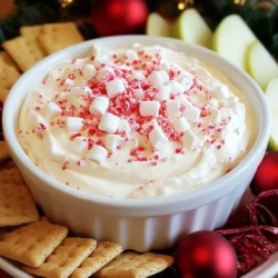To make the Christmas Peppermint Fluff Dip, you will need: - 1 cup cream cheese, softened - 1 cup powdered sugar - 1 teaspoon vanilla extract - 1 cup whipped topping (like Cool Whip) - 1/2 cup crushed peppermint candies (plus extra for garnish) - 1/4 teaspoon peppermint extract - 1/2 cup mini marshmallows You can make your dip even more fun with garnishes and dippers. Try these: - Extra crushed peppermint for a festive touch - Graham crackers for a crunchy dipper - Apple slices for a fresh, fruity option - Vanilla wafers for a sweet flavor boost If you need to swap an ingredient, here are some ideas: - Use mascarpone cheese instead of cream cheese for a richer flavor. - Swap granulated sugar for powdered sugar if you don't have it. - Try coconut whipped topping for a dairy-free option. - Use crushed chocolate candies for a twist on the peppermint flavor. {{ingredient_image_1}} To make Christmas Peppermint Fluff Dip, start by gathering your ingredients. You will need: - 1 cup cream cheese, softened - 1 cup powdered sugar - 1 teaspoon vanilla extract - 1 cup whipped topping (like Cool Whip) - 1/2 cup crushed peppermint candies (plus extra for garnish) - 1/4 teaspoon peppermint extract - 1/2 cup mini marshmallows Begin by beating the softened cream cheese in a mixing bowl. You want it to be smooth and creamy. Next, add the powdered sugar slowly. Keep mixing until you see no lumps left. Then, stir in the vanilla and peppermint extracts. This is where the magic happens, so blend well. Now, it’s time to gently fold in the whipped topping. Be careful not to deflate it. You want your dip to stay light and airy. After that, mix in the crushed peppermint candies and mini marshmallows. These add a fun crunch and sweet flavor. Finally, transfer the dip to a serving bowl. Cover it with plastic wrap and chill it in the fridge for at least 30 minutes. This step is key for the best taste. Mixing cream cheese and sugar can be tricky. Make sure your cream cheese is softened. Cold cream cheese will not blend well. This will make your dip lumpy. Start mixing on low speed to avoid a sugar cloud. Gradually increase the speed as it combines. If you see lumps, keep mixing until smooth. Patience is key here. A smooth mixture helps the flavors meld better. Chilling your dip is very important. It lets the flavors blend and develop. When you chill it, the dip becomes thicker, making it easier to scoop. If you skip this step, your dip may be too runny. After 30 minutes, the dip will be cool and ready to serve. Right before serving, sprinkle extra crushed peppermint candies on top. This adds a festive touch and a bit of crunch! To get the right texture for your Christmas Peppermint Fluff Dip, start with softened cream cheese. Beat it until smooth. This step is key for a creamy dip. Mix in the powdered sugar gradually. This helps avoid lumps. When you add the whipped topping, fold it gently. This keeps the dip light and fluffy. Overmixing can lead to a dense dip. This dip shines with festive dippers. Try graham crackers, apple slices, or vanilla wafers. You can also use pretzels for a salty twist. Arrange them around the bowl for a pretty display. Guests will love the mix of flavors. Don’t forget to sprinkle extra crushed peppermint on top for color! Folding in whipped topping is an art. Use a spatula and scoop from the bottom. This method keeps air in the mix. Be gentle when you combine it with the cream cheese mix. Aim for a smooth blend without deflating the fluff. It’s like giving the dip a soft hug! Pro Tips Chill for Best Flavor: Allowing the dip to chill for at least 30 minutes enhances the flavors and helps it set to a perfect consistency. Use Fresh Ingredients: For the best taste, use fresh cream cheese and real peppermint candies. This will elevate the overall flavor profile. Decorate Creatively: Get festive by adding colorful sprinkles or holiday-themed candy on top for an eye-catching presentation. Experiment with Dippers: Try different dippers like pretzel sticks, cookies, or even fruit to add variety and cater to different tastes. {{image_2}} You can make a mint chocolate chip version of this dip. Just add mini chocolate chips along with your crushed peppermint candies. This mix gives you that rich chocolate flavor. It pairs perfectly with the sweet mint. I love how it looks with the dark chips against the fluffy white dip. This version is a hit at parties and adds a fun twist. For a festive touch, use red and green M&Ms as a topping. You can sprinkle them on top right before serving. This adds color and a little crunch. Kids love it, and it looks great on a holiday table. You can also use holiday sprinkles for extra fun. Feel free to get creative with the colors in your mix! If you want to change the flavor, try adding a splash of vanilla or chocolate extract. Vanilla gives a warm, sweet taste, while chocolate adds richness. You can even mix in cocoa powder for a chocolate version. Just be sure to adjust your sugar to keep it balanced. These options let you tailor the dip to your taste. To keep your Christmas Peppermint Fluff Dip fresh, store it in the fridge. Place the dip in an airtight container. If you do not have one, use plastic wrap. Make sure the wrap touches the surface of the dip. This helps prevent it from drying out. The dip stays good in the fridge for about 3 to 5 days. If you want to save it longer, freeze it. It can last up to 2 months in the freezer. However, the texture may change after thawing. To thaw, move it to the fridge overnight before serving. For best results, use glass or plastic containers with tight lids. Avoid using metal containers, as they can react with the dip. If you freeze the dip, use freezer-safe bags. Squeeze out the air before sealing. This will help keep it fresh. Yes, you can make this dip ahead of time. Prepare it up to two days before your event. Just store it in the fridge, covered. This helps the flavors blend well. Chill it for at least 30 minutes before serving. There are many fun dippers you can use! Here are some great options: - Graham crackers - Apple slices - Vanilla wafers - Pretzel sticks - Biscotti These dippers add a nice crunch and contrast to the creamy dip. To adjust the sweetness, you can add or reduce powdered sugar. Start with less sugar if you like it less sweet. Taste as you mix to find the perfect balance. You can also add more cream cheese to tone down the sweetness. Yes, you can make a vegan version! Use vegan cream cheese instead of regular cream cheese. You can also use powdered sugar and dairy-free whipped topping. Swap the peppermint extract with a vegan option. Your dip will still taste festive and delicious! This blog post covered how to make peppermint fluff dip. We discussed the ingredients, preparation steps, and tips for perfect texture. You learned about tasty variations and how to store leftovers. Now, you can impress your friends at parties with this easy and fun recipe. Follow these steps, and enjoy making your own delicious dip at home. Happy dipping!
