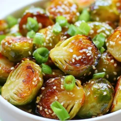 - Brussels sprouts (1 lb, trimmed and halved) - Olive oil (2 tablespoons) - Honey (2 tablespoons) - Sriracha (1 tablespoon, adjust to taste) - Garlic (2 cloves, minced) - Salt and pepper (to taste) - Sesame seeds (2 tablespoons, optional) - Green onions (for garnish) To make Honey Sriracha Brussels sprouts, you will need fresh Brussels sprouts, not frozen ones. Choose sprouts that are firm and bright green. They should be free from blemishes or yellow leaves. You’ll need olive oil to help the sprouts roast well and get that nice golden color. Honey adds a sweet touch, balancing the heat from Sriracha. Adjust the Sriracha to your taste. If you like it spicier, add more! Minced garlic gives a rich flavor that complements the sweetness and heat. Salt and pepper are key for bringing out all the flavors. If you want extra crunch, add sesame seeds. They can go on top for a lovely finish. Finally, chopped green onions make a great garnish. They add a fresh touch to the dish. Gather these ingredients, and you'll be ready to create a flavorful roasted delight! {{ingredient_image_1}} First, preheat your oven to 400°F (200°C). This heat is perfect for roasting. While it warms up, grab a baking sheet and line it with parchment paper. This step makes cleanup easy and helps the sprouts cook evenly. Next, take a large mixing bowl. Add the halved Brussels sprouts, olive oil, honey, Sriracha, minced garlic, salt, and pepper. Use your hands or a spatula to toss everything well. Make sure each sprout gets a good coat of the tasty mix. This is key to getting that awesome flavor. Now, spread the Brussels sprouts in a single layer on your baking sheet. This helps them roast nicely. Place the sheet in the hot oven. Set a timer for 20-25 minutes. Halfway through, take them out and give them a stir. This helps them cook evenly and get that golden brown color. If you like some crunch, sprinkle sesame seeds on top for the last 5 minutes. After roasting, let them cool a bit, then serve with some green onion on top for a fresh touch. Enjoy! To change the heat of your Honey Sriracha Brussels sprouts, simply modify the Sriracha. Start with one tablespoon for a mild kick. If you love spice, add more Sriracha to boost the heat. You can mix in chili flakes or fresh chilies too. This way, you can make it just right for your taste. Achieving a golden brown and tender texture is key. First, spread the Brussels sprouts in a single layer on the baking sheet. This helps them roast evenly. Stir them halfway through cooking to avoid burning. Roasting at 400°F (200°C) for 20-25 minutes gives the best results. Keep an eye on them; they should be crisp on the outside and soft inside. Sprinkling sesame seeds adds a nice crunch. Do this during the last five minutes of roasting. This timing ensures they toast without burning. Sesame seeds also bring a nutty flavor, enhancing the dish. If you love texture, don’t skip this step! Pro Tips Adjust the Spice Level: Feel free to modify the amount of Sriracha based on your spice tolerance. Start with a little and add more if you like it spicier! Even Roasting: Make sure to spread the Brussels sprouts out in a single layer on the baking sheet to ensure they roast evenly and get nice and crispy. Serving Suggestion: These Brussels sprouts make a great side dish for any meal or can be enjoyed as a snack. Pair them with a dipping sauce for extra flavor! Storage Tips: If you have leftovers, store them in an airtight container in the refrigerator for up to 3 days. Reheat in the oven for best results. {{image_2}} You can add other veggies to your Honey Sriracha Brussels sprouts. Carrots, sweet potatoes, or bell peppers work great. These veggies roast well and add more color and taste. Cut them into similar sizes as the Brussels sprouts. This way, they cook evenly. Toss them with the same honey and Sriracha mix. You get a fun mix of flavors! Want to change the sweetness or spice? Try maple syrup instead of honey. It adds a rich flavor. You can also use agave nectar for a vegan option. For a spicier kick, add more Sriracha or some red pepper flakes. You can even mix in a dash of chili paste for depth. These options let you customize the heat and sweetness to your liking. Garnishes can make your dish pop! Chopped green onions add a fresh look and taste. You can also sprinkle some crushed peanuts for crunch. A squeeze of lime juice adds brightness and balances the flavors. If you want an extra zing, try a sprinkle of feta cheese. These garnishes elevate the dish's presentation and flavor! To store leftovers, place the Brussels sprouts in an airtight container. This helps keep them fresh. Make sure they cool down before sealing. Store them in the fridge for up to three days. If you want to enjoy them later, this is the best way. Reheat the Brussels sprouts in the oven for the best texture. Set the oven to 350°F (175°C). Spread the sprouts on a baking sheet and heat for about 10-15 minutes. This helps them stay crispy. You can also use a microwave, but they may become soft. Yes, you can freeze Honey Sriracha Brussels Sprouts. Place them in a freezer-safe bag or container. Remove as much air as possible to prevent freezer burn. They can last up to three months in the freezer. When you're ready to eat them, thaw in the fridge overnight before reheating. Yes, you can use frozen Brussels sprouts. They are convenient and save time. However, frozen sprouts may have more water. This can affect the crispiness. To avoid sogginess, thaw them first and pat dry. Roasting time may also change. Keep an eye on them while cooking. These Brussels sprouts pair well with many dishes. Try them with grilled chicken or fish for protein. They also go great with rice or quinoa for a hearty meal. For a fun twist, serve them alongside tacos or a fresh salad. Their spicy-sweet flavor makes them a crowd-pleaser. To make this dish vegan, swap honey for maple syrup or agave nectar. These options keep the sweetness but are plant-based. You can also add extra veggies, like bell peppers or sweet potatoes, for more flavor. Adjust the Sriracha to your taste for the right spice level. You can create a tasty and healthy dish with Honey Sriracha Brussels sprouts. This blog covered the right ingredients, step-by-step directions, and helpful tips. Adjust the spice or add other veggies to suit your taste. Proper storage and reheating keep your meals fresh. Enjoy experimenting with these flavors, and don’t hesitate to share your creations! Cooking should be fun, so make it your own.