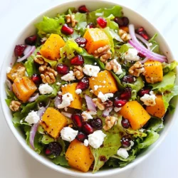 For the Festive Christmas Salad, you need a mix of flavors and textures. Here are the main parts: - 4 cups mixed greens (arugula, spinach, and kale) - 1 cup pomegranate seeds - 1 cup roasted butternut squash, cubed - 1/2 cup feta cheese, crumbled - 1/3 cup walnuts, toasted and roughly chopped - 1/4 cup dried cranberries - 1/4 cup thinly sliced red onion - 1/4 cup balsamic vinegar - 2 tablespoons olive oil - Salt and pepper to taste Each ingredient adds a special touch. The greens give a fresh base. The pomegranate seeds add a pop of color and sweetness. The roasted butternut squash brings warmth and depth. This salad shines with seasonal ingredients. Mixed greens are packed with vitamins. Pomegranate seeds offer antioxidants that boost health. Butternut squash is rich in fiber and vitamins A and C. Feta cheese adds creamy goodness and calcium. Walnuts give healthy fats and protein, while cranberries add a tart note. Eating this salad supports your health during the holidays. Seasonal foods keep you feeling good and nourished. Plus, they help you stay energized for all those festive activities. This salad is friendly for many diets. It is vegetarian and can easily fit into a gluten-free plan. If you want to make it vegan, swap the feta cheese for avocado or a plant-based cheese. Be mindful of allergies. Walnuts can trigger nut allergies. If someone in your group has this allergy, leave them out or use seeds instead. This salad is a great choice for everyone at your holiday table. It is colorful, tasty, and full of nutrients. Enjoy making it for your festive gathering! {{ingredient_image_1}} First, preheat your oven to 400°F (200°C). Take your cubed butternut squash and toss it in a bowl with some olive oil. Add a pinch of salt and pepper. Spread the squash on a baking sheet in a single layer. Roast for 25 to 30 minutes. You want it to be tender and a little caramelized. Once it's done, let it cool for a few minutes. Now, grab a large salad bowl. In it, combine 4 cups of mixed greens, like arugula, spinach, and kale. Add your roasted butternut squash. Next, toss in 1 cup of pomegranate seeds, 1/2 cup of crumbled feta cheese, and 1/3 cup of toasted walnuts. Don’t forget 1/4 cup of dried cranberries and 1/4 cup of thinly sliced red onion. Gently mix all these colorful ingredients together. In a small bowl, whisk together 1/4 cup of balsamic vinegar and 2 tablespoons of olive oil. Mix until they blend well. Drizzle this dressing over your salad. Gently toss the salad again to coat all the ingredients with the dressing. Taste it and add more salt and pepper if you want. Serve right away, or chill it for up to 30 minutes to let the flavors blend. To make your salad shine, use a big, colorful bowl. Bright hues make it eye-catching. Add extra pomegranate seeds and feta cheese on top. It adds a festive touch. A sprig of fresh rosemary or thyme will give it a nice seasonal feel. You can even serve the salad in individual bowls. This makes it fun for guests to enjoy. For the freshest salad, always wash your greens just before use. Dry them well using a salad spinner. This keeps them crisp and prevents sogginess. Store your mixed greens in a sealed bag with a paper towel inside. The towel absorbs extra moisture. Keep your salad dressing separate until it is time to serve. This helps maintain that crunchy texture. To boost flavors, try adding sliced apples or pears. Their sweetness pairs well with the tangy feta. You can also mix in some citrus, like orange or grapefruit slices, for a bright taste. A sprinkle of fresh herbs like mint or basil can add a fresh twist. If you want more crunch, consider adding some crispy chickpeas or additional nuts. These additions take your salad to another level. Pro Tips Roasting Technique: For an extra layer of flavor, toss the butternut squash with a pinch of cinnamon before roasting. It adds a warm spice that complements the sweetness of the squash. Mixing Greens: Use a combination of baby arugula, spinach, and kale for a variety of textures and flavors. This not only enhances the taste but also makes the salad visually appealing. Dressing Tip: Make the balsamic dressing ahead of time and let it sit for at least 30 minutes before using. This allows the flavors to meld together beautifully. Serving Suggestion: For added crunch, consider including thinly sliced apples or pears. They pair wonderfully with the other ingredients and add a refreshing element to the salad. {{image_2}} You can easily change this salad to fit your needs. For a vegan version, skip the feta cheese. Use avocado or a vegan cheese instead. This keeps the salad creamy and rich. For gluten-free eaters, all the ingredients are already safe. Just make sure that any packaged items, like dried cranberries, are gluten-free. Mix up the ingredients based on what you find fresh. In winter, try using roasted sweet potatoes instead of butternut squash. You can also swap pomegranate seeds for sliced apples or pears. This gives the salad a new flavor and keeps it exciting. When summer comes, add fresh berries or cucumbers. They add a nice crunch and freshness. Want to make your salad stand out? Try adding some unique ingredients. You can toss in roasted chickpeas for extra protein. They add a great crunch too. Another option is to sprinkle some pumpkin seeds on top. They give a nutty flavor and pair well with sweet cranberries. For an extra zing, add some citrus segments like orange or grapefruit. These brighten up the dish and add a splash of color. To keep your festive Christmas salad fresh, store it in the fridge. Use an airtight container. This helps to lock in flavors and keep the greens crisp. Aim to eat it within three days for the best taste. If you can, avoid mixing the dressing until you are ready to serve. This keeps the salad from getting soggy. If you have leftover salad, separate any ingredients that can spoil. Keep the greens, toppings, and dressing in different containers. Mixed greens will wilt faster if they sit in dressing. Use any leftovers within two days. You can also turn leftovers into a wrap or a sandwich for a fun twist. For easy serving, prepare your ingredients in advance. You can roast the butternut squash a day before. Store it in the fridge for quick assembly. Wash and dry the greens, then store them in a paper towel-lined container. This keeps them fresh and crunchy. Make your dressing ahead of time and keep it in a jar. Shake it well before using. This way, you can enjoy your festive Christmas salad with ease! Yes, you can prep parts of this salad ahead of time. You can roast the butternut squash and make the dressing a day before. Store them in the fridge in separate containers. Just wait to mix the greens and toppings until you are ready to serve. This keeps everything fresh and crunchy. You can add many tasty toppings to this salad. Here are some ideas: - Sliced apples or pears for sweetness - Avocado for creaminess - Grated carrots for color and crunch - Chickpeas for protein - Sunflower seeds for a nutty flavor Feel free to mix and match based on what you like! To make the dressing healthier, try these tips: - Use less olive oil and add more balsamic vinegar. - Swap out regular balsamic for a reduced-sugar version. - Add a bit of mustard for flavor without extra fat. - Try using Greek yogurt instead of oil for creaminess. These swaps keep the taste while cutting back on calories. In this blog post, we explored the festive Christmas salad. We covered its key ingredients, step-by-step preparation, and helpful tips for the best results. We also highlighted variations and storage tips to keep your salad fresh. This salad is not just tasty; it’s a celebration on a plate. Embrace the season’s flavors and make it your own. Enjoy creating this dish and sharing it with family and friends. Your table will shine with its vibrant colors!