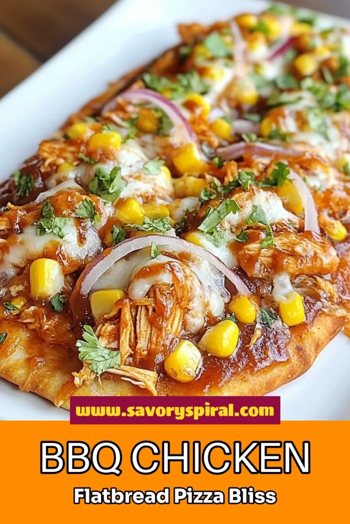 Satisfy your cravings with this delicious BBQ chicken flatbread pizza, a perfect addition to your easy flatbread pizza recipes! With tender chicken, rich BBQ sauce, and gooey mozzarella, this homemade flatbread pizza is a quick dinner recipe that comes together in under 30 minutes. Ideal for busy nights or casual get-togethers! Try this BBQ chicken recipe today and enjoy the flavors! Save this pin for later! #BBQChicken #FlatbreadPizza #QuickDinner #HomemadePizza