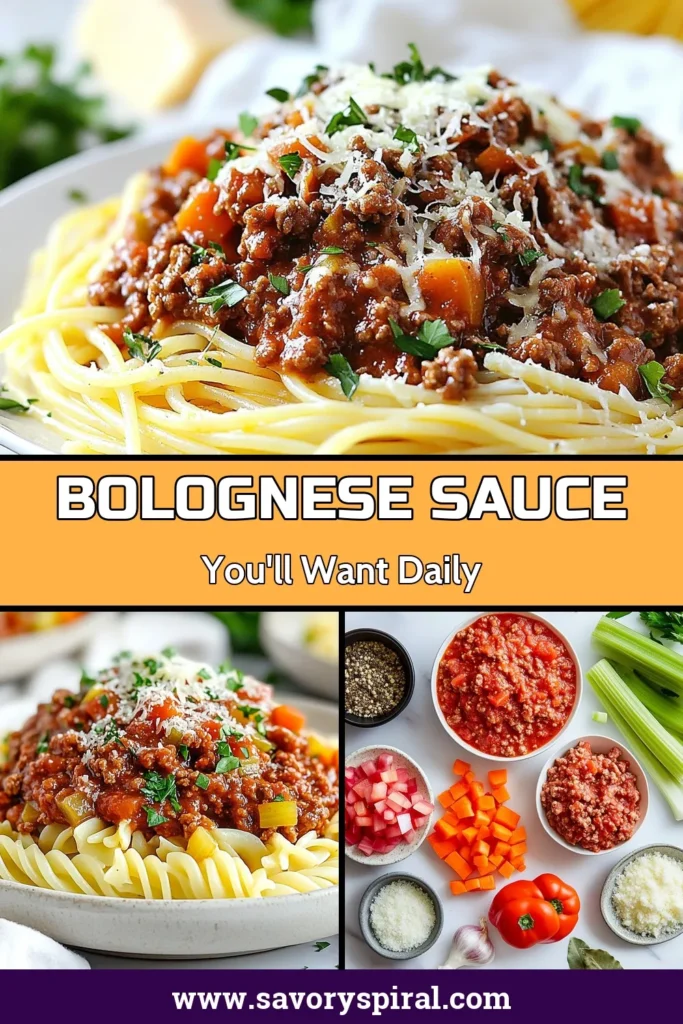 Discover the ultimate Bolognese sauce recipe with our authentic Italian Bolognese that will elevate your pasta nights! This easy Bolognese pasta dish features traditional Bolognese ingredients like ground beef, pork, and savory veggies, simmered to perfection in homemade meat sauce. Ready in just 1.5 hours, it’s perfect for any occasion. Save this recipe for a delicious meal! #BologneseSauce #ItalianRecipes #PastaNight #ComfortFood