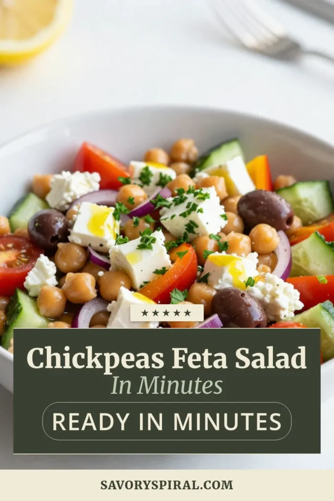 Discover a delicious and easy chickpea salad recipe that features fresh ingredients and feta cheese. This Mediterranean chickpeas salad is packed with flavor and is perfect for a healthy meal. With juicy cherry tomatoes, crunchy cucumbers, and tangy kalamata olives, this healthy salad with feta is a must-try. Whip it up in just 15 minutes and enjoy this vibrant dish today! Save this recipe now! #ChickpeaSalad #MediterraneanSalad #HealthyEating #FetaCheese