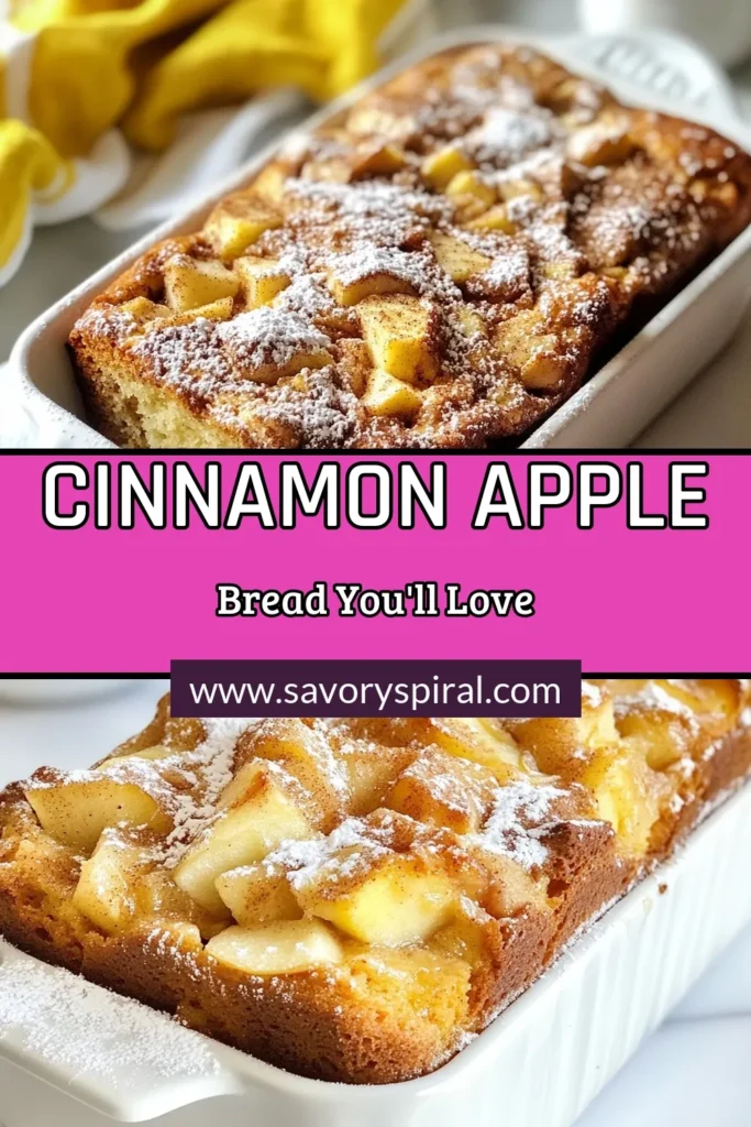 Indulge in this incredible cinnamon apple bread recipe that’s perfect for any occasion! This homemade apple bread combines the warmth of cinnamon with fresh apples for a delightful flavor. It's an easy cinnamon bread to make, featuring a cinnamon walnut loaf option for added crunch. With quick apple bread baking, you’ll have a treat ready in no time. Save this recipe for your next baking adventure! #CinnamonAppleBread #EasyBaking #HomemadeBread #AppleRecipe