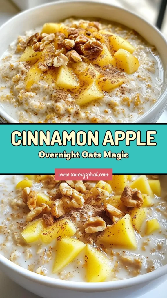 Start your mornings right with this delicious Apple Cinnamon Overnight Oats recipe! Packed with wholesome ingredients, this healthy overnight oats recipe is perfect for a nutritious, easy breakfast. Combining rolled oats, almond milk, grated apples, chia seeds, and optional yogurt, these overnight oats with yogurt are creamy and satisfying. Prep in just 10 minutes for a hassle-free breakfast! Try it today! #OvernightOats #HealthyBreakfast #ChiaSeedOats #EasyRecipes