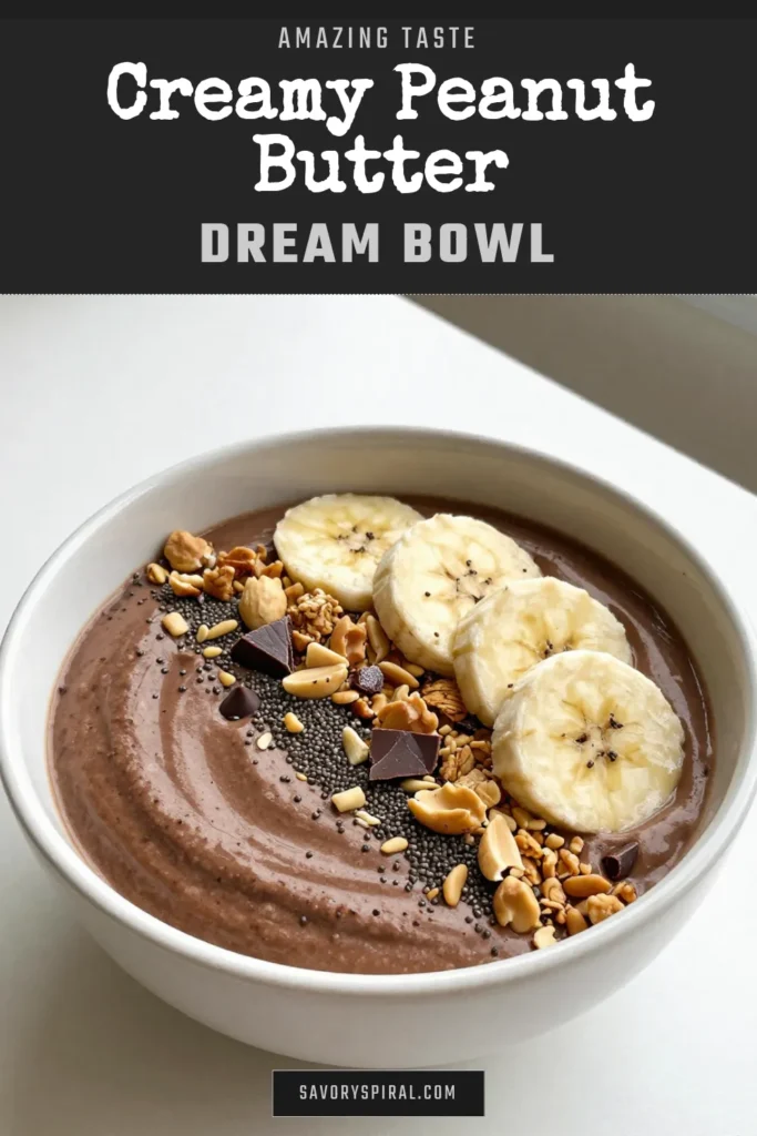 Indulge in this delicious peanut butter chocolate smoothie bowl, the perfect blend of healthy and satisfying! This quick breakfast smoothie bowl combines a frozen banana, creamy natural peanut butter, and rich cocoa powder for a delightful treat. Try our chocolate smoothie bowl recipe for a nutritious start to your day. Enjoy toppings like sliced banana and granola for that extra crunch. Save this healthy smoothie bowl recipe for your morning routine! #SmoothieBowl #HealthyEating #RecipeIdeas #BreakfastGoals