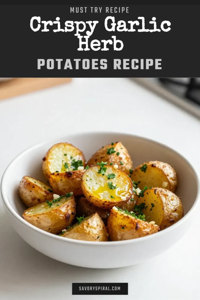 Discover the perfect side dish with our Garlic Herb Roasted Potatoes! This roasted baby potatoes recipe is easy to make and packed with flavor. Enjoy crispy garlic potatoes tossed in olive oil, garlic, and aromatic herbs for delicious oven roasted potatoes with herbs. Ideal for any meal! Try it today, and don't forget to save this easy garlic potatoes recipe for your next cooking adventure! #GarlicHerbRoastedPotatoes #OvenRoasted #EasyRecipes #CrispyPotatoes