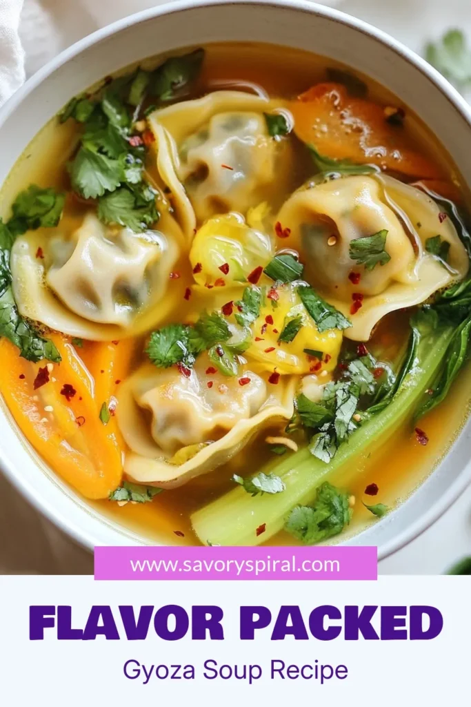 Discover the perfect comfort dish with this Umami Gyoza Soup recipe. Featuring tender gyoza, flavorful vegetable broth, and a touch of miso, this easy gyoza soup is ready in just 30 minutes! With fresh veggies like bok choy, mushrooms, and green onions, it's a hearty homemade gyoza soup that will warm your soul. Try it today and savor every bite! Save this recipe for later! #UmamiGyozaSoup #EasyGyozaSoup #MisoSoup #HomemadeGyozaSoup