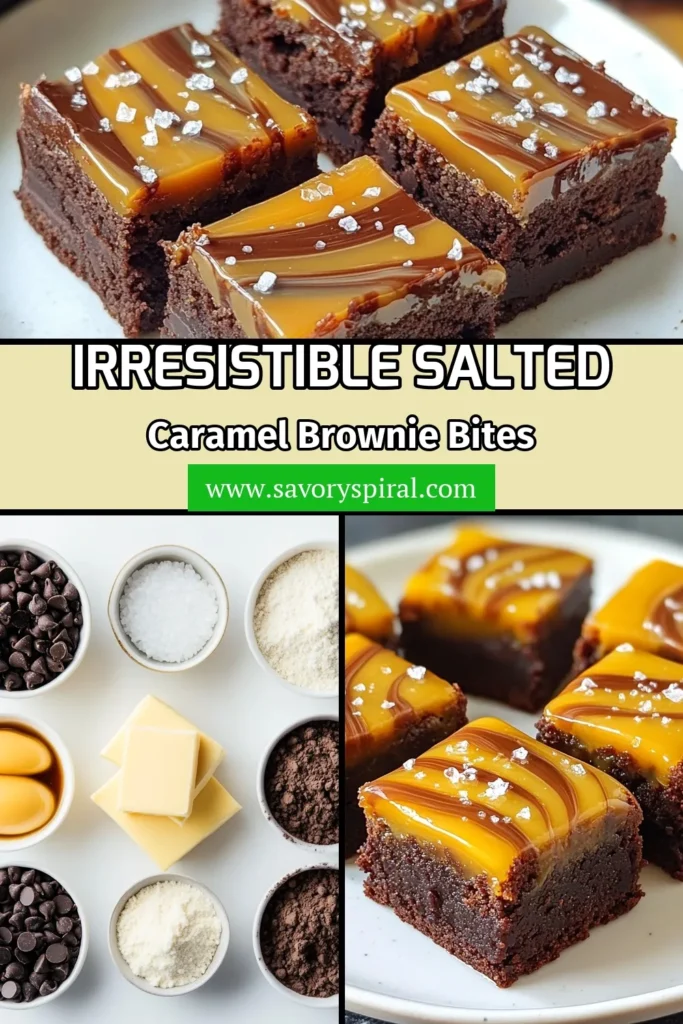 Indulge in these delicious salted caramel brownie bites that are sure to satisfy your sweet cravings! This easy brownie recipe combines rich chocolate brownie bites with a luscious salted caramel dessert for a perfect treat. Homemade brownies with caramel are a delightful addition to any occasion. Get ready to impress your guests and keep them coming back for more! Save this recipe now and enjoy! #SaltedCaramelBrownieBites #EasyBrownieRecipe #SaltedCaramelDessert #ChocolateBrownieBites