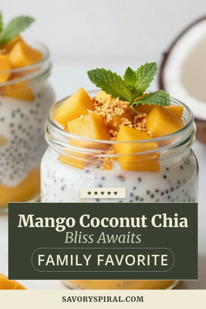 Indulge in this refreshing mango coconut chia pudding, a perfect addition to your healthy dessert recipes! Made with creamy coconut milk and sweet mango puree, this tropical pudding recipe is both delicious and nutritious. Packed with chia seeds, it makes a perfect treat that’s easy to make. Try this coconut milk dessert today and enjoy a guilt-free delight. Save the recipe and share with friends! #MangoCoconutChiaPudding #HealthyDessertRecipes #ChiaSeedPudding #CoconutMilkDesserts