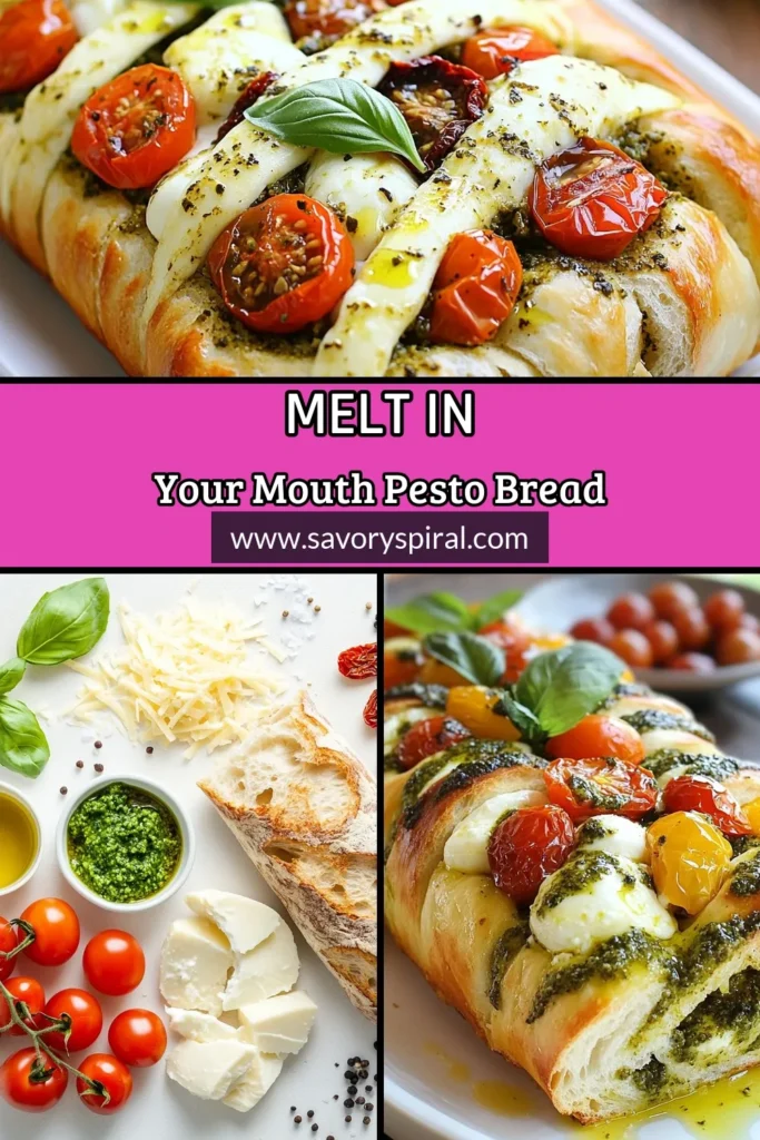 Savor the deliciousness of this Pesto Mozzarella Stuffed Bread! This easy mozzarella bread recipe features a crusty ciabatta filled with creamy mozzarella and vibrant basil pesto, making it the perfect basil pesto appetizer. Impress your guests with this baked stuffed ciabatta recipe that’s ready in just 35 minutes. Save this tasty stuffed bread recipe for your next gathering! #PestoMozzarellaStuffedBread #StuffedBreadRecipe #EasyMozzarellaBread #BasilPestoAppetizer