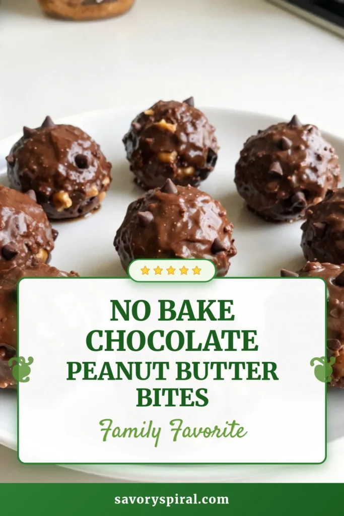 Looking for a delicious and healthy snack? Try these Chocolate Peanut Butter Energy Bites! This easy no-bake chocolate snacks recipe is perfect for a quick pick-me-up and is packed with protein. These homemade protein balls are made with rolled oats, peanut butter, and a hint of cocoa. Perfect for meal prep, they make quick energy snacks for busy days. Don't miss out on this healthy energy bites recipe—save it for later! #HealthySnacks #NoBakeRecipes #EnergyBites #ChocolatePeanutButter