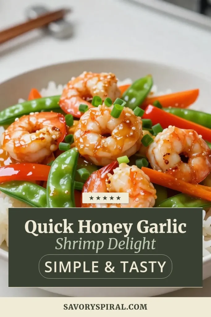 Discover the perfect weeknight meal with this delicious Honey Garlic Shrimp Stir Fry. This shrimp stir fry recipe combines tender shrimp with fresh veggies and a sweet, savory honey garlic sauce, making a quick shrimp dinner that’s both healthy and satisfying. Ready in just 20 minutes, it’s ideal for busy evenings. Try this scrumptious dish tonight! Save this recipe for later! #HoneyGarlicShrimp #ShrimpStirFry #HealthyStirFry #QuickDinner
