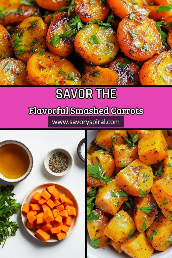 Transform your meals with this delightful smashed carrots recipe! Perfect as a roasted carrot side dish, these maple syrup carrots combine rich flavors from smoked paprika and cumin. Discover easy vegetable recipes that are healthy and satisfying. Ready in just 30 minutes, this dish will impress your family and friends! Save this recipe for a vibrant addition to your table tonight! #HealthyRecipes #SmashedCarrots #RoastedCarrots #EasyRecipes