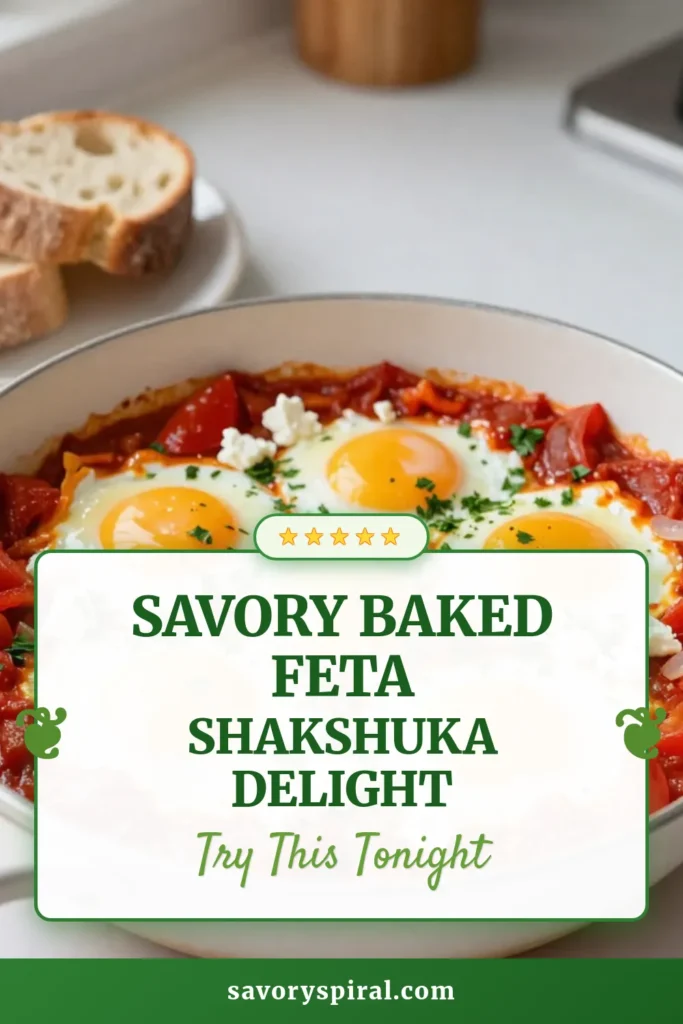 Discover the deliciousness of Baked Feta Egg Shakshuka, a Mediterranean egg dish that’s perfect for breakfast or brunch. This easy egg shakshuka recipe combines crumbled feta cheese with flavorful tomatoes, peppers, and spices, resulting in a healthy baked eggs dish everyone will love. Serve it with crusty bread for a complete meal. Try it today and elevate your breakfast game! #BakedFetaShakshuka #EggShakshukaRecipe #FetaCheeseBreakfast #HealthyBakedEggs