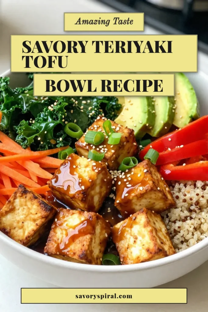 Discover the deliciousness of this Teriyaki Tofu Bowl, a flavorful Vegan Tofu Bowl that combines crispy baked tofu, nutritious quinoa, and vibrant veggies. This Buddha Bowl Recipe is perfect for a healthy meal, packed with protein and fiber. Perfect for meal prep or a quick dinner, indulge in this healthy teriyaki recipe and savor every bite. Save and share for your next cooking inspiration! #TeriyakiTofu #BuddhaBowl #VeganRecipes #HealthyEating