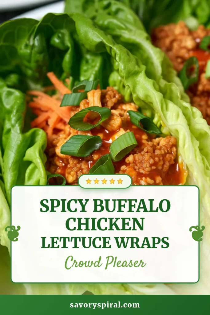 Looking for a tasty and healthy meal? Try these Buffalo Chicken Lettuce Wraps! This easy buffalo chicken recipe features ground chicken cooked in flavorful buffalo sauce, making it perfect for lunch or dinner. Enjoy a guilt-free bite with these delicious buffalo chicken wraps wrapped in crisp lettuce. Quick to prepare in just 20 minutes, this is one of the best ground chicken recipes you'll love. Save this recipe for a healthier twist on comfort food! #BuffaloChickenWraps #LettuceWrapsRecipe #HealthyBuffaloChicken #EasyBuffaloChicken