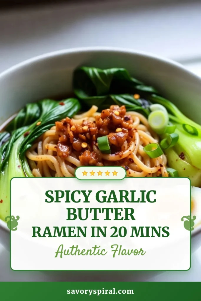 Dive into the deliciousness of Spicy Garlic Butter Ramen! This easy ramen recipe is perfect for those craving a quick spicy ramen dish bursting with flavor. With flavorful ramen noodles coated in a homemade ramen sauce made from butter, garlic, and spices, dinner is sure to impress. Ready in just 20 minutes, it's an ideal meal for busy nights. Try it today and elevate your ramen game! #SpicyRamen #EasyRamenRecipe #FlavorfulNoodles #HomemadeSauce