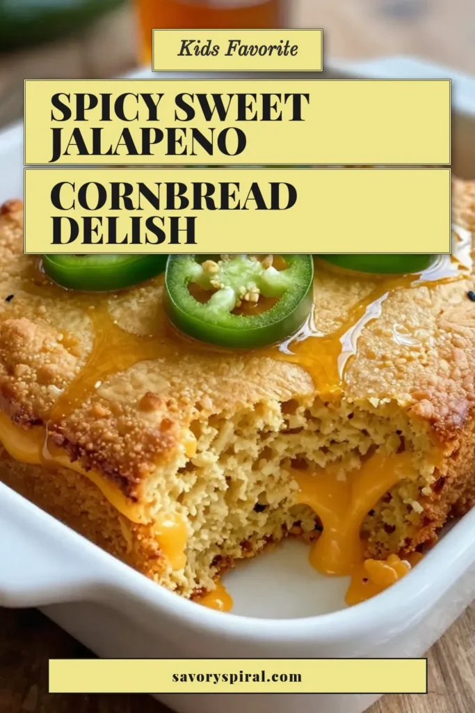 Discover the perfect blend of flavors with this jalapeño honey cornbread! This sweet and spicy cornbread recipe is an easy cornbread with jalapeños that's sure to impress your family and friends. Made with homemade cornbread with honey and optional cheddar, it's a delicious side for any meal. Try this cheddar jalapeño cornbread today and elevate your baking game! Save and share your creations! #Cornbread #JalapenoHoney #Baking #ComfortFood