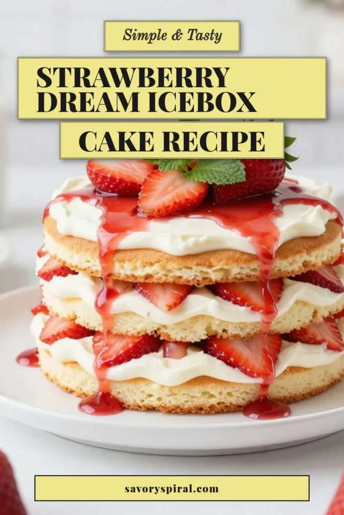 Indulge in the delightful Berry Shortcake Icebox Cake, a simple No-Bake Strawberry Shortcake that's perfect for any occasion! This easy Icebox Cake Recipe features layers of fresh strawberries, creamy mascarpone, and light whipped cream, creating a refreshing Fresh Strawberry Dessert. Get ready to impress your guests with this delicious Strawberry Icebox Cake Recipe. Save this recipe for your next sweet treat! #StrawberryShortcake #IceboxCake #NoBakeDessert #FreshStrawberries