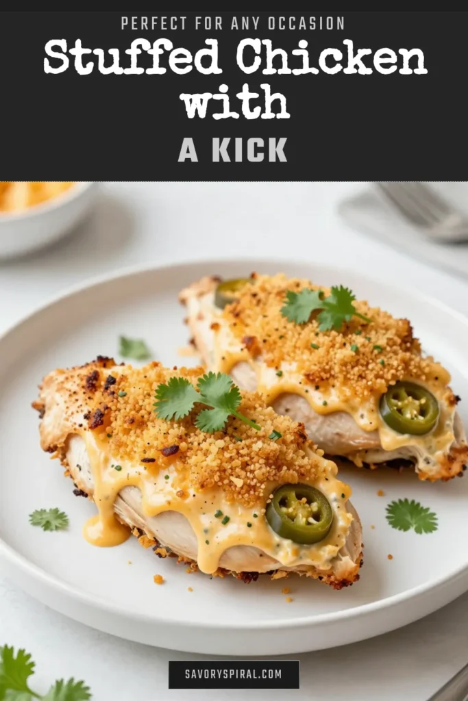 Discover a mouthwatering twist on dinner with this Jalapeño Popper Stuffed Chicken recipe! Bursting with creamy jalapeño goodness, each baked stuffed chicken breast is a perfect combination of flavors, making it an irresistible spicy chicken dinner. Ideal for any night of the week, these stuffed chicken recipes are sure to impress. Try it tonight and elevate your meal! Save for later! #JalapeñoPopperStuffedChicken #StuffedChickenRecipes #SpicyChickenDinner #BakedStuffedChickenBreasts