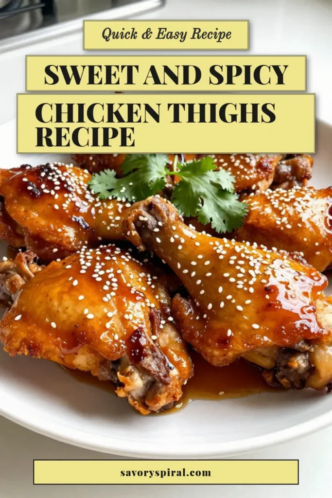 Discover the mouthwatering Spicy Honey Garlic Chicken that's sure to elevate your dinner game! This honey garlic chicken thighs recipe features succulent oven-baked chicken thighs marinated in a zesty sriracha chicken marinade. Perfect for quick weekday meals, these easy chicken thigh recipes will impress your family and friends. Try this flavorful dish now and make meal prep a breeze! Save for later! #SpicyHoneyGarlicChicken #OvenBakedChickenThighs #EasyChickenThighRecipes #HoneyGarlicChickenThighsRecipe