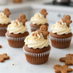 - 1 ½ cups all-purpose flour - 1 teaspoon baking soda - 1 teaspoon ground ginger - 1 teaspoon ground cinnamon - ½ teaspoon ground nutmeg - ¼ teaspoon ground cloves - ½ teaspoon salt - ½ cup unsalted butter, softened - ¾ cup brown sugar, packed - 2 large eggs - ½ cup molasses - ½ cup milk - 1 teaspoon vanilla extract These ingredients come together to create a warm and festive flavor. The spices give a rich, cozy taste. The molasses adds sweetness and moisture. You can try some easy swaps for these ingredients. If you need a dairy-free option, use a plant-based butter. For a lighter sweetener, replace brown sugar with coconut sugar. You can also use maple syrup instead of molasses for a different flavor. Measuring ingredients correctly is key for success. Use a dry measuring cup for flour and other dry items. Scoop the flour, then level it off with a knife. For sticky ingredients like molasses, spray your measuring cup with cooking spray before pouring. This helps the molasses slide out easily. Always check your oven temperature with an oven thermometer for the best results. {{ingredient_image_1}} First, set your oven to 350°F (175°C). This step makes sure the oven is hot when you bake. Next, grab a 12-cup muffin tray. Line each cup with cupcake liners. This keeps the cupcakes from sticking. It also makes them look nice. In a medium bowl, mix the dry ingredients. Combine 1 ½ cups of all-purpose flour, 1 teaspoon of baking soda, 1 teaspoon of ground ginger, 1 teaspoon of ground cinnamon, ½ teaspoon of nutmeg, ¼ teaspoon of cloves, and ½ teaspoon of salt. Whisk these together well and set them aside. Now, in a large bowl, cream ½ cup of softened unsalted butter with ¾ cup of packed brown sugar. Use an electric mixer for about 2-3 minutes. It should be creamy and smooth. Next, add 2 large eggs one at a time. Mix well after each egg. Then, pour in ½ cup of molasses and 1 teaspoon of vanilla extract. Blend until everything is combined. Slowly mix the flour blend into the wet mix. Alternate with ½ cup of milk. Start and end with the flour mix. Mix just until combined. Be careful not to over-mix; this keeps your cupcakes light and fluffy. Now, it’s time to fill the muffin cups. Use a spoon to divide the batter evenly, filling each cup about 2/3 full. This allows space for them to rise. Place the tray in the oven and bake for 18-20 minutes. Check for doneness by inserting a toothpick into the center of a cupcake. If it comes out clean, they are ready! Once baked, let the cupcakes cool in the tray for 5 minutes. Then, move them to a wire rack to cool completely. This cooling step is key before you frost them. Enjoy the sweet smell of gingerbread as they cool! Baking can be tricky. Here are some tips to help you. - Measure ingredients carefully. Use dry measuring cups for flour and sugar. - Don’t over-mix the batter. Mix until just combined for fluffy cupcakes. - Check your oven temperature. Use an oven thermometer for accuracy. These simple steps can help you make perfect gingerbread cupcakes. Frosting makes your cupcakes shine. Here are great ideas: - Cream cheese frosting pairs well with gingerbread. It’s sweet and tangy. - Simple vanilla frosting is always a hit. Just mix butter, sugar, and milk. - Sprinkle crushed gingerbread cookies on top for a festive touch. You can also use cinnamon or nutmeg for extra flavor. Serve your gingerbread cupcakes warm or at room temp. They taste best this way. - Pair with hot cocoa or spiced tea for a cozy treat. - Serve at holiday parties for a festive touch. - Wrap in cute boxes as gifts. These ideas make your cupcakes even more special! Pro Tips Use Room Temperature Ingredients: Ensure your butter, eggs, and milk are at room temperature for a smoother batter and better rise. Don't Overmix: Mix the batter until just combined to keep the cupcakes light and fluffy. Overmixing can lead to dense cupcakes. Check for Doneness: Insert a toothpick into the center of a cupcake; if it comes out clean or with a few crumbs, they are done. Experiment with Toppings: Try different frostings or toppings like whipped cream, caramel drizzle, or even a sprinkle of sea salt for a unique twist! {{image_2}} You can change up the spice blend to create new flavors. Adding a bit of cocoa powder turns your gingerbread cupcakes into chocolate gingerbread delights. Just replace 1/4 cup of flour with cocoa powder. If you want a cozy fall twist, try adding pumpkin puree. Use 1/2 cup of pumpkin instead of some of the liquid. This will keep the cupcakes moist and tasty. Toppings can take your cupcakes to the next level. I love using a cream cheese frosting for a rich taste. You can also use a simple vanilla frosting to let the gingerbread flavor shine. For a fun crunch, add some chopped nuts or crushed gingerbread cookies on top. Sprinkles add color and make them festive. You can easily make these cupcakes gluten-free. Just swap the all-purpose flour for a gluten-free blend. Make sure it works well for baking. For a dairy-free option, use coconut oil instead of butter and almond milk instead of regular milk. These swaps keep the flavor rich and delicious while meeting dietary needs. To keep your gingerbread cupcakes fresh, store them in an airtight container. Place them at room temperature if you plan to eat them within two days. If you want to keep them longer, put them in the fridge. This will help keep their flavor and moisture intact. You can freeze these cupcakes for up to three months. First, let them cool completely. Then, wrap each cupcake in plastic wrap tightly. Place the wrapped cupcakes in a freezer bag or container. Be sure to label the bag with the date. When you're ready to enjoy them, just pull them out and thaw overnight in the fridge. Reheating gingerbread cupcakes is easy. If they are frozen, thaw them overnight in the fridge. To warm them up, use a microwave. Heat them for about 10 to 15 seconds. Check to see if they are warm enough. You can also warm them in an oven. Preheat the oven to 350°F (175°C) and place the cupcakes on a baking sheet for about 5 minutes. This keeps them soft and tasty! Yes, you can make these cupcakes ahead of time. Bake them a day or two before your event. Once they cool, store them in an airtight container. This keeps them fresh and moist. You can frost them just before serving. This way, they stay pretty and tasty. The best way to frost gingerbread cupcakes is with cream cheese frosting. This adds a nice tang that complements the spice. You can also use a simple vanilla frosting for a lighter touch. For extra flair, sprinkle crushed gingerbread cookies or a dash of cinnamon on top. This makes them look festive and fun! You can tell the cupcakes are done when a toothpick comes out clean. Insert it into the center of a cupcake. If it comes out with no wet batter, they are ready. Another sign is a nice golden color on top. Make sure not to open the oven too soon, as this can cause them to sink. In this post, we covered how to bake cupcakes from start to finish. We listed the key ingredients and shared measuring tips for best results. You learned step-by-step instructions, plus tips to avoid mistakes. We explored fun flavor variations and storage tips for leftovers. Finally, we answered common questions about cupcakes. Baking cupcakes is fun and easy. With practice, your skills will grow. Enjoy creating delicious treats!