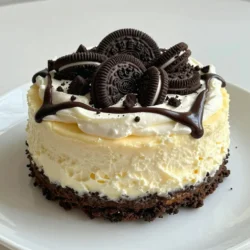 To make a delightful No-Bake Oreo Cheesecake, you need the following ingredients: - 24 Oreo cookies - 1/4 cup unsalted butter - 16 oz cream cheese - 1/2 cup powdered sugar - 1 teaspoon vanilla extract - 2 cups heavy whipping cream - 4 crushed Oreos for topping - 1/4 cup chocolate sauce (optional) Each ingredient plays a key role in creating that creamy, rich flavor. The Oreo cookies form a tasty crust, while cream cheese adds a smooth texture. Heavy whipping cream gives it fluffiness, and powdered sugar sweetens it just right. Don't forget the chocolate sauce for those who love a little extra sweetness! {{ingredient_image_1}} - First, take 24 Oreo cookies and blend them into fine crumbs. - Next, combine these crumbs with 1/4 cup melted butter. - Press this mixture firmly into the bottom of a 9-inch springform pan. - In a large bowl, beat 16 oz of softened cream cheese until smooth. - Add in 1/2 cup powdered sugar and 1 teaspoon vanilla extract. Mix well until smooth. - In a separate bowl, whip 2 cups of heavy cream until stiff peaks form. - Gently fold the whipped cream into the cream cheese mixture. Be careful not to deflate the whipped cream. - Pour the cheesecake filling over the crust in the springform pan. - Top with 4 crushed Oreos for extra crunch. - Cover the pan and refrigerate for at least 4 hours. For best results, chill overnight. To make a great crust, you need the right butter amount. Use 1/4 cup of melted unsalted butter. This ensures the crust sticks well. Mix the crushed Oreo cookies and melted butter in a bowl. You want the mix to look like wet sand. Next, pack the crust firmly into your springform pan. Use a flat-bottom glass to press it down evenly. This helps the crust stay together when you slice the cheesecake. Chilling is key to a great cheesecake. I suggest refrigerating it overnight. This allows the flavors to blend well. It also helps the cheesecake set properly. If you're in a hurry, chill it for at least four hours. Just remember, longer is better for the best taste and texture. To make your cheesecake look special, garnish it well. Place whole Oreo cookies on top for a fun touch. You can also drizzle chocolate sauce over the cheesecake. This adds a nice look and extra flavor. Serve it on dessert plates to impress your friends and family. Enjoy your beautiful creation! Pro Tips Chill the Cream Cheese: For a creamier texture, ensure your cream cheese is at room temperature before mixing. This helps prevent lumps in your cheesecake filling. Whip the Cream Properly: Whip the heavy cream until stiff peaks form to achieve a light and fluffy filling. Be cautious not to overwhip, as this can result in a grainy texture. Use a Springform Pan: A springform pan makes it easier to remove the cheesecake without damaging it. Ensure the pan is well-greased to prevent sticking. Let It Set: For the best flavor and texture, allow the cheesecake to chill for at least 4 hours, preferably overnight. This resting time helps the flavors meld beautifully. {{image_2}} You can change the taste of your No-Bake Oreo Cheesecake with a few simple swaps. Here are two great ideas: - Mint Oreo Version: Add a teaspoon of mint extract to the cream cheese mix. This gives your cheesecake a refreshing minty twist. It pairs perfectly with the rich chocolate flavor of the Oreos. - Peanut Butter Flavor: Mix in half a cup of creamy peanut butter into the cream cheese filling. This adds a nutty richness that balances well with the sweetness of the cheesecake. Top your cheesecake to make it even more special. Here are some fun ideas: - Fresh Berries: Add fresh strawberries, raspberries, or blueberries on top. They add a fruity touch and a pop of color. - Chocolate Drizzles or Sprinkles: Drizzle melted chocolate sauce over the cheesecake. You can also sprinkle chocolate chips or colorful sprinkles for a fun look. These variations and toppings let you make your No-Bake Oreo Cheesecake your own. Enjoy experimenting and sharing with friends! To keep your No-Bake Oreo Cheesecake fresh, store it in the fridge. Use plastic wrap to cover the cheesecake tightly. This helps keep it moist and prevents it from absorbing other odors. Your cheesecake can last up to five days in the fridge. If you want to enjoy it later, think about freezing it. To freeze your cheesecake, first, let it chill fully in the fridge. Then, remove it from the springform pan. Wrap it well in plastic wrap, then place it in an airtight container. This keeps the cheesecake fresh and prevents freezer burn. It can last for up to three months in the freezer. When it's time to eat, move the cheesecake to the fridge. Let it thaw overnight for the best texture. Avoid thawing it in the microwave, as this can change the creamy texture. Enjoy your No-Bake Oreo Cheesecake even after freezing! Yes, you can use regular cream cheese. It gives a richer taste. Low-fat cream cheese works well, too. It makes the cheesecake lighter. Both options taste great, so choose what you prefer. To prevent cracks, chill the cheesecake fully. Don’t rush the chilling time. Make sure your cream cheese is soft before mixing. Mix gently to keep air out. Avoid over-beating the filling. A smooth, even filling helps too. While a springform pan is best, you can use a regular pan. A springform pan makes it easier to remove the cheesecake. If using a regular pan, line it with parchment paper. This helps lift the cheesecake out later. Yes, you can use other cookies! For a different taste, try chocolate wafers or graham crackers. Use any cookie you love. Just make sure they are crunchy. This keeps the crust from getting too soft. This article covers the essential steps to make a delicious Oreo cheesecake. You learned about the ingredients, preparation, and tips for a perfect crust. We also discussed creative variations and storage info to keep your dessert fresh. With the right techniques, your cheesecake can impress everyone. Enjoy making it, and let your creativity shine as you personalize your recipe!