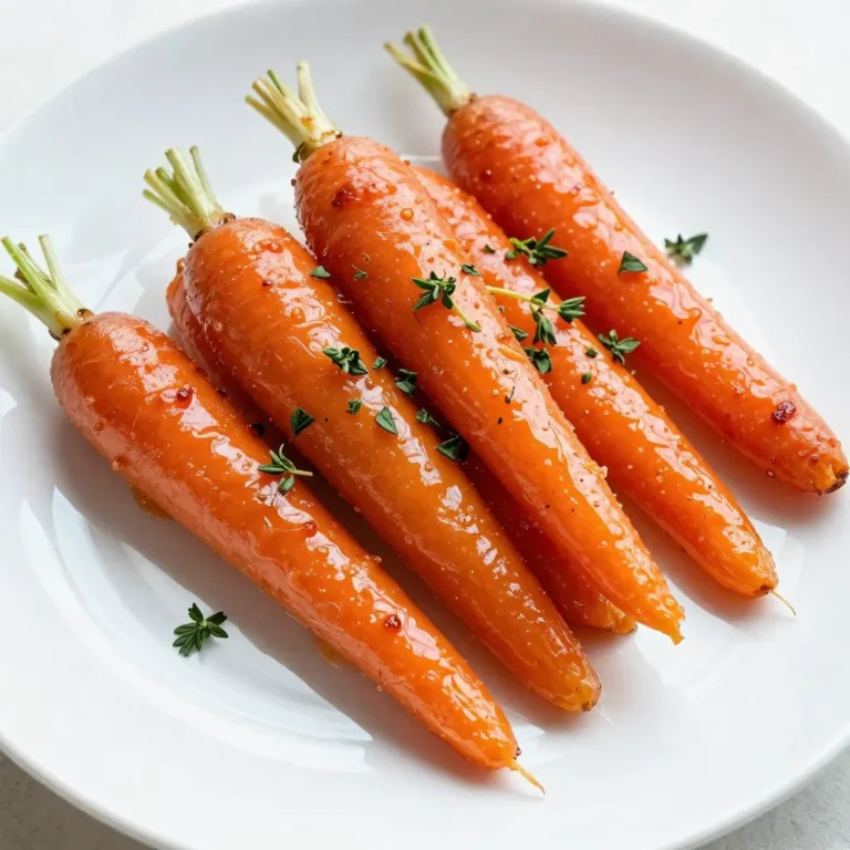 Here are the simple ingredients you need for maple glazed carrots: - 1 pound baby carrots (or sliced regular carrots) - 3 tablespoons pure maple syrup - 2 tablespoons unsalted butter - 1 teaspoon cinnamon - 1 teaspoon fresh thyme leaves (or 1/2 teaspoon dried thyme) - Salt and pepper to taste - 1 tablespoon lemon juice - Chopped fresh parsley for garnish These ingredients create a sweet, savory, and colorful dish. You can find them at any grocery store. The maple syrup gives a nice sweetness, while thyme adds a fresh taste. Using baby carrots makes prep easy, but regular carrots work too if you slice them nicely. Make sure to use pure maple syrup for the best flavor. The butter helps the carrots cook perfectly. Don't forget the lemon juice and parsley; they add brightness and color. Enjoy cooking! {{ingredient_image_1}} First, wash the carrots under cold water. If using regular carrots, peel them. Peel off the outer skin to make them tender. Next, cut the carrots into uniform pieces. This helps them cook evenly. In a large skillet, melt the butter over medium heat. Once the butter is melted, add the baby carrots. Stir them well to coat each carrot in butter. Now, drizzle the pure maple syrup over the carrots. Then, sprinkle in the cinnamon and thyme. Add salt and pepper to taste. Toss everything together until the carrots are evenly coated. Next, pour in a quarter cup of water. Cover the skillet with a lid and cook for about 10 to 12 minutes. Stir occasionally to stop them from sticking. The carrots should become tender-crisp during this time. After the carrots are tender, remove the lid. Increase the heat to medium-high. Let any excess water evaporate while you continue to cook. Stir often for about 2 to 3 minutes. This helps caramelize the glaze and makes it sticky. Once the carrots are nicely glazed, remove them from the heat. Stir in the lemon juice to brighten the flavor. This adds a nice touch of freshness. Finally, transfer the glazed carrots to a serving dish. Garnish with chopped fresh parsley for color and taste. Enjoy your delicious maple glazed carrots! To make sure your carrots cook evenly, cut them into uniform pieces. This helps them cook at the same rate. Use baby carrots for a sweet, tender bite. If using regular carrots, slice them about the same size as baby carrots. For great caramelization, let the excess water evaporate before serving. After the carrots cook for 10-12 minutes, remove the lid. Increase the heat to medium-high. Stir often to get that sticky glaze. You can add more texture and taste with nuts or dried fruits. Walnuts or pecans add crunch. Dried cranberries or raisins bring in sweetness. Both options give your dish a unique twist. Herbs can also change the flavor. Try rosemary or sage for a different taste. They pair well with maple glaze and add an earthy note. Make it your own by experimenting with what you love! Pro Tips Cut Evenly: Ensure all carrot pieces are cut to the same size for uniform cooking. Use Fresh Herbs: Opt for fresh thyme instead of dried for a more vibrant flavor. Adjust Sweetness: Feel free to adjust the amount of maple syrup based on your desired sweetness. Garnish for Freshness: Add parsley just before serving to keep it bright and fresh. {{image_2}} You can change the sweetener in this recipe. If you don't have maple syrup, try honey. It gives a nice sweetness. Agave syrup works too. Both options taste great and add a unique flavor. Carrots are not the only choice. You can use parsnips. They add a sweet, earthy taste. Sweet potatoes are another good option. These will give a creamier texture. You can also mix in other roasted vegetables. Think of bell peppers or zucchini. This adds color and flavor. Each change makes the dish your own! To keep your maple glazed carrots fresh, store them in the fridge. Use an airtight container. They can last for about three to five days. Make sure the carrots are cool before sealing the container. This helps prevent steam build-up, which can make them soggy. When you want to enjoy your leftovers, reheating is easy. The best way to reheat glazed carrots is on the stove. Place them in a skillet over low heat. Add a splash of water or a little butter to keep them moist. Stir occasionally until they are heated through. You can also use a microwave. Put the carrots in a microwave-safe bowl and cover them with a lid or a damp paper towel. Heat in short bursts, stirring in between, until warm. Yes, you can use frozen carrots. They save time and work well in this dish. However, fresh carrots give better flavor and texture. Frozen carrots may become softer when cooked. If you use them, reduce cooking time. Aim for tender, not mushy, carrots. You can still achieve that sweet glaze with frozen ones. Maple glazed carrots pair well with many dishes. Try serving them with roast chicken or grilled pork. They also complement salmon nicely. Add them to a holiday meal for color and flavor. You can even serve them with a fresh green salad for a lighter option. To make maple glazed carrots vegan, substitute the butter. Use coconut oil or vegan butter instead. This keeps the richness without dairy. For a sweeter touch, ensure your maple syrup is pure and vegan-friendly. The rest of the recipe works as is. Enjoy your delicious, plant-based side! You now have a clear recipe for delicious maple glazed carrots. We covered the ingredients, step-by-step cooking, and tips for the best results. You can customize this dish to fit your taste or dietary needs with easy variations and storage advice. Enjoy making this simple, tasty side dish that brightens any meal. With just a few ingredients, you can impress your family and friends. Give it a try, and let the flavors shine!