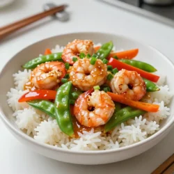 To make Honey Garlic Shrimp Stir Fry, you need these key items: - 1 pound large shrimp, peeled and deveined - 2 tablespoons honey - 4 cloves garlic, minced - 1 tablespoon soy sauce - 1 tablespoon sesame oil - 1 bell pepper (red or yellow), sliced - 1 cup snap peas - 1 carrot, julienned - 2 green onions, chopped - 1 teaspoon minced ginger - Salt and pepper to taste - Cooked jasmine rice or quinoa for serving These ingredients come together to create a sweet and savory dish. The shrimp brings protein, while the veggies add crunch and color. If you don't have all the ingredients, don't worry! Here are some swaps you can use: - Use shrimp paste or tofu instead of shrimp for a vegetarian option. - Maple syrup can replace honey if you want a vegan dish. - Any vegetables, like broccoli or zucchini, can replace bell peppers and snap peas. - Use coconut aminos instead of soy sauce for a soy-free version. These swaps ensure that everyone can enjoy this meal, no matter their diet. Choosing fresh shrimp is key to a tasty stir fry. Here’s how to pick the best: - Look for shrimp with a shiny, firm appearance. Avoid any that look dull or have black spots. - Fresh shrimp should smell like the ocean, not fishy. - If buying frozen shrimp, check that they are properly sealed and not freezer burnt. By selecting fresh shrimp, you guarantee great flavor in your dish. Enjoy your cooking! {{ingredient_image_1}} Start by making the sauce. In a small bowl, mix together honey, minced garlic, soy sauce, sesame oil, and ginger. Whisk until smooth and set this aside. Next, heat a large skillet or wok over medium-high heat. Add a tablespoon of vegetable oil. Once the oil is hot, toss in the sliced bell pepper and carrot. Stir-fry these for about 2-3 minutes. You want them to be slightly soft but still crisp. Now, add the snap peas to the skillet. Continue to stir-fry for another 2 minutes. After that, push the veggies to one side of the skillet. Add the shrimp next. Sprinkle a bit of salt and pepper on top. Cook for about 3-4 minutes. The shrimp should turn pink and curl up when done. Pour your honey garlic sauce over the shrimp and veggies. Toss everything to coat well. Cook for an extra minute. This helps the sauce thicken slightly. Lastly, take the skillet off the heat. Stir in the chopped green onions for a fresh touch. Serve this dish hot over cooked jasmine rice or quinoa. - Whisk sauce ingredients: 2 minutes - Stir-fry bell pepper and carrot: 2-3 minutes - Stir-fry snap peas: 2 minutes - Cook shrimp: 3-4 minutes - Final cooking with sauce: 1 minute Total cooking time is about 20 minutes. You can have a tasty meal ready in no time! - Use high heat for a good sear. This makes the food cook fast and keeps it crisp. - Keep stirring your food to avoid burning. This helps it cook evenly. - Make sure not to overload the skillet. If you have too much food, it will steam instead of fry. - Have all your ingredients ready before you start cooking. This makes it easy and quick to prepare your meal. To make a great sauce, mix honey, garlic, soy sauce, sesame oil, and ginger. Whisk these well in a bowl. This mix should be thick but not sticky. If it seems too thick, add a little water. If too thin, cook it longer in the pan. This helps the sauce cling to the shrimp and veggies. A good sauce makes the dish shine. One common mistake is overcooking the shrimp. Cook them just until they turn pink. This keeps them juicy and tender. Another mistake is adding the sauce too early. Add it at the end after the shrimp cook. This keeps the flavors fresh. Lastly, don’t skip the salt and pepper. They help bring out the taste. Start by rinsing the shrimp under cold water. Use a strainer to drain excess water. Make sure to peel and devein them first. Use a small knife for this job. Cut along the back and remove the dark vein. This step is key for a clean taste. After cleaning, pat the shrimp dry with a paper towel. This helps them sear better in the pan. Clean shrimp make for a better meal overall. Pro Tips Fresh Shrimp: Always use fresh shrimp for the best flavor and texture. Frozen shrimp can be used, but ensure they are fully thawed and patted dry before cooking. Vegetable Crunch: To maintain the crunchiness of the vegetables, avoid overcooking them. Stir-fry just until they are tender but still vibrant in color. Thickening Sauce: If you prefer a thicker sauce, mix a teaspoon of cornstarch with a tablespoon of water and stir it into the sauce during the last minute of cooking. Serving Suggestion: This stir fry pairs wonderfully with jasmine rice or quinoa, but you can also serve it over noodles for a different twist. {{image_2}} You can boost the flavor and nutrition of your honey garlic shrimp stir fry. Try adding broccoli florets for crunch. Zucchini slices bring a fresh taste. You can also use bok choy for a tender bite. If you want more color, add some sliced carrots or mushrooms. Peas and baby corn can enhance both taste and texture. Feel free to mix and match based on what you have at home! If you need a gluten-free option, switch out soy sauce for tamari. Tamari tastes similar but lacks gluten. Check labels for brands that ensure no gluten is present. Also, consider using coconut aminos as a soy sauce alternative. It adds a sweet and mild flavor too. This keeps your dish tasty and safe for everyone. While shrimp is the star here, you might want to switch it up. Chicken breast works great in this dish. Cut it into small pieces and cook it the same way. Beef strips can add a hearty touch too. If you prefer plant-based options, try firm tofu. Just press it to remove extra water, then cube it and stir-fry. All these proteins soak up the honey garlic sauce well! To keep your Honey Garlic Shrimp Stir Fry fresh, let it cool first. Then, place it in an airtight container. Store it in the fridge for up to three days. Make sure to label the container with the date. This helps you know when to eat it. When you're ready to enjoy your leftovers, reheat them gently. You can use a skillet over medium heat. Add a splash of water or oil to prevent sticking. Stir until the shrimp and veggies are warm. You can also use the microwave. Heat for one to two minutes, checking often to avoid overcooking. If you want to freeze the stir fry, follow these steps. Cool the dish completely, then place it in a freezer-safe bag. Squeeze out as much air as possible before sealing. This keeps it fresh for up to three months. When you're ready to eat, thaw it in the fridge overnight. Reheat as mentioned above. Enjoy your meal anytime! Yes, you can prepare this dish ahead of time. Cook the shrimp and veggies, then store them in the fridge. Make sure to keep the honey garlic sauce separate. When you are ready to eat, just reheat everything and add the sauce. This way, your meal stays fresh and tasty! This dish pairs well with several sides. Here are some great options: - Cooked jasmine rice - Quinoa - Steamed broccoli - Fried rice - Noodles Any of these will complement the shrimp stir fry nicely. You can also add a fresh salad or spring rolls for extra crunch. To change the spice level, you can add or reduce certain ingredients. If you like heat, add some red pepper flakes or a splash of sriracha. If you prefer it mild, skip the spicy elements. Always taste as you go to get it just right for you! This blog post covered the key ingredients, step-by-step cooking, and tips for a perfect stir fry. You learned about fresh shrimp selection, cooking times, and sauce consistency. I shared ways to avoid common mistakes and how to store leftovers. You also found variations to suit your taste, including gluten-free options. Use this guide to create a tasty Honey Garlic Shrimp Stir Fry. Trust that with these tips, you’ll impress everyone at the dinner table. Enjoy your cooking adventure!