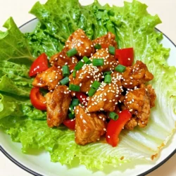 - 1 lb boneless, skinless chicken thighs - 1 tablespoon olive oil - 1 red bell pepper - 2 green onions - 2 cloves garlic - 1 tablespoon fresh ginger - 1/4 cup sweet chili sauce - 2 tablespoons soy sauce - 1 tablespoon sesame oil - Salt and pepper - Butter or romaine lettuce - Sesame seeds - Fresh cilantro When you make Sweet Chili Chicken Lettuce Cups, fresh ingredients shine. Chicken thighs bring juicy flavor. I prefer boneless and skinless for ease. The red bell pepper adds a sweet crunch. Green onions offer a nice bite. Garlic and ginger give depth and warmth. For sauces, sweet chili sauce is key. It balances heat and sweetness. Soy sauce adds umami, boosting the flavor. Sesame oil gives a nutty note. Don't forget salt and pepper to taste. The wraps are just as important. Butter or romaine lettuce makes perfect cups. They are crisp and hold the filling well. Sesame seeds give a hint of crunch. Fresh cilantro adds brightness and color. Each bite is a mix of flavors and textures. {{ingredient_image_1}} First, heat a large skillet over medium-high heat. Add one tablespoon of olive oil. Once the oil is hot, add 1 pound of diced boneless, skinless chicken thighs to the skillet. Season the chicken with salt and pepper. Cook for about 5 to 7 minutes. You want the chicken to get nice and brown all over. Make sure it is cooked through and no longer pink inside. Next, it’s time to add some color and crunch. Stir in one finely chopped red bell pepper, two chopped green onions, two minced garlic cloves, and one tablespoon of grated fresh ginger. Cook this mixture for another 2 to 3 minutes. You want the veggies to soften but still have a bit of crunch. This adds great flavor and texture to your dish. Now let’s make the sauce that ties everything together. Pour in 1/4 cup of sweet chili sauce, 2 tablespoons of soy sauce, and 1 tablespoon of sesame oil. Mix everything well to coat the chicken and veggies evenly. Let it simmer for about 2 to 3 minutes. This helps the sauce thicken a bit. The smell will be amazing! To ensure your chicken is cooked through, use a meat thermometer. The chicken should reach 165°F for safety. You want a nice golden color on each piece. This adds flavor and texture. To avoid soggy lettuce cups, do not overfill them. A little chicken mixture goes a long way. You can also serve the filling on the side. This keeps the lettuce crisp. Want to adjust the seasoning? Try adding more ginger or garlic for a stronger taste. You can also experiment with spice levels. A pinch of red pepper flakes can add heat. For cooking techniques, sautéing the chicken quickly on high heat seals in moisture. This keeps the chicken tender and juicy. For a beautiful presentation, stack the filled lettuce cups on a platter. Garnish with chopped cilantro and a sprinkle of sesame seeds. This adds color and flair. Pair these cups with a light side salad or some rice. These sides balance the meal and add texture. Pro Tips Tip Title: Use High Heat: Cooking the chicken on high heat helps to achieve a nice sear, which adds flavor and texture. Tip Title: Fresh Ingredients: Using fresh vegetables and herbs will enhance the overall flavor of the dish significantly. Tip Title: Adjust Sweetness: Feel free to adjust the amount of sweet chili sauce to suit your taste; add more for a sweeter dish or less for a more savory profile. Tip Title: Serve Immediately: For the best texture and flavor, serve the lettuce cups immediately after assembling to prevent the leaves from wilting. {{image_2}} You can swap the chicken for shrimp or tofu. Shrimp cooks fast, just 3-5 minutes. Tofu needs a bit longer, about 7-10 minutes. For shrimp, look for a pink color to know it's done. Tofu should be golden and firm. Experimenting with proteins keeps the dish exciting. Add more veggies to change the taste. Try diced carrots, or sliced cucumbers. You can also mix in some chopped mushrooms for extra texture. Different sauces can give a new twist. Use sriracha for heat or hoisin sauce for sweetness. These little changes make each bite unique. Need a gluten-free option? Use tamari instead of soy sauce. This swap keeps the flavor without gluten. To cut calories, use less sauce and choose lean chicken. You can also skip the sesame oil. These changes help fit your dietary needs while keeping it tasty. Store the Sweet Chili Chicken Lettuce Cups in an airtight container. This keeps them fresh and safe. They last about 3 days in the fridge. Make sure the chicken mixture cools before sealing. You can freeze the chicken mixture but not the lettuce cups. Place the chicken in a freezer-safe bag. Remove as much air as possible. It lasts up to 2 months. To reheat, thaw in the fridge overnight. Heat in a skillet on medium until hot. This keeps the flavor and texture just right. To make meals easier, prepare the chicken mixture in advance. You can cook it on the weekend. Store it in the fridge for quick weeknight meals. Just assemble the cups when you're ready to eat. This saves time and effort. Keep the lettuce separate until serving for crispness. To make these cups, follow these steps: 1. Cook the Chicken: Heat olive oil in a skillet. Add diced chicken thighs, salt, and pepper. Cook for 5-7 minutes until brown and cooked through. 2. Add Vegetables: Stir in chopped red bell pepper, green onions, minced garlic, and grated ginger. Cook for 2-3 minutes until softened. 3. Sauce it Up: Pour in sweet chili sauce, soy sauce, and sesame oil. Stir well and simmer for 2-3 minutes until the sauce thickens. 4. Prepare Lettuce Cups: Wash and dry lettuce leaves. Keep them whole for serving. 5. Assemble: Spoon sweet chili chicken into each lettuce leaf, making small cups. 6. Garnish and Serve: Top with sesame seeds and fresh cilantro for flavor and looks. Yes, you can use different types of lettuce. Here are some good options: - Butter Lettuce: Soft and pliable, perfect for cups. - Romaine Lettuce: Crunchy and sturdy, holds the filling well. - Iceberg Lettuce: Crisp and refreshing, adds great crunch. Choose what you prefer or what you have at home! You can store these cups for up to 3 days in the fridge. To keep them fresh: - Refrigerate: Keep the chicken mixture in an airtight container. - Store Lettuce: Store lettuce leaves separately to prevent sogginess. For the best taste, eat them fresh. If you want to make them ahead, prepare the filling and assemble just before serving. You learned how to make delicious Sweet Chili Chicken Lettuce Cups. We covered the main ingredients, sauces, cooking steps, and storage tips. You can mix flavors and try different proteins to suit your taste. Don’t forget to store leftovers properly for later use. This dish is simple and fun to make. Now, get started and enjoy a tasty meal with family or friends!