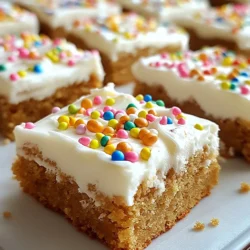 To make these gingerbread cookie bars, you need the following ingredients: - 2 ½ cups all-purpose flour - 2 teaspoons ground ginger - 1 teaspoon ground cinnamon - ½ teaspoon ground nutmeg - ½ teaspoon baking soda - ½ teaspoon salt - ¾ cup unsalted butter, softened - 1 cup brown sugar, packed - ½ cup molasses - 1 large egg - 1 teaspoon vanilla extract - 1 cup powdered sugar (for frosting) - 2-3 tablespoons milk (for frosting) - Sprinkles or crushed candies (optional, for topping) These ingredients create a warm and cozy flavor that you will love. Sometimes, you may not have all the ingredients. Here are some easy swaps: - All-purpose flour: Use whole wheat flour for a healthier option. - Brown sugar: Honey or maple syrup can replace brown sugar. Use less since they are sweeter. - Molasses: You can use dark corn syrup if you don’t have molasses. - Egg: A flaxseed or chia seed mixture works well as an egg substitute. These substitutions keep your bars tasty and fun! To make your bars even more special, you can add frosting and toppings. Here’s what you need: - Frosting: Mix 1 cup powdered sugar with 2-3 tablespoons milk until smooth. - Toppings: Use colorful sprinkles or crushed candies for a festive look. These decorations add a joyful touch to your gingerbread cookie bars! {{ingredient_image_1}} Start by preheating your oven to 350°F (175°C). This step ensures even baking. Take a 9x13-inch baking pan. Grease it lightly or line it with parchment paper. This helps with easy removal later. In a medium bowl, combine the dry ingredients. Add 2 ½ cups of flour, 2 teaspoons of ground ginger, 1 teaspoon of ground cinnamon, ½ teaspoon of ground nutmeg, ½ teaspoon of baking soda, and ½ teaspoon of salt. Whisk them together and set the bowl aside. Now, in a large bowl, beat ¾ cup of softened unsalted butter with 1 cup of packed brown sugar. Mix until it is light and fluffy. Then, mix in ½ cup of molasses, 1 large egg, and 1 teaspoon of vanilla extract. Stir well until everything is combined. Gradually add the dry mixture to the wet ingredients. Mix gently until just combined. Do not overmix, as this can make the bars tough. Spread the gingerbread batter evenly into your prepared pan. Use a spatula to smooth the top. Place the pan in the oven and bake for 20-25 minutes. To check if they are ready, insert a toothpick into the center. If it comes out clean, they are done. Once baked, let the bars cool in the pan for about 10 minutes. Then, move them to a wire rack to cool completely. This cooling time is key for perfect texture. Baking can be tricky, but I’ve got your back. Here are some common mistakes to watch for: - Not measuring flour properly: Use the spoon and level method. This helps you avoid packing too much flour. Too much flour makes bars dry. - Skipping the baking soda: This ingredient helps the bars rise. Don’t forget it! - Not cooling before frosting: Frosting warm bars can make it runny. Let them cool first for the best look. Frosting can make or break your bars. Here’s how to get it just right: - Start with powdered sugar: Use 1 cup of powdered sugar. It’s the base of a good frosting. - Add milk slowly: Start with 2 tablespoons of milk. Mix until smooth. If it’s too thick, add more milk a little at a time. - Spread it evenly: Use a spatula to cover all the bars well. Be gentle to keep the bars intact. Cutting and serving your gingerbread bars can be simple. Here’s how: - Use a sharp knife: A sharp knife helps you cut clean lines. This makes them look nice on a plate. - Cut when cool: Wait until the bars are completely cool. This prevents them from crumbling. - Serve with style: You can add sprinkles or crushed candies on top. This makes the bars more festive and fun! Pro Tips Chill the Dough: For a firmer texture, chill the gingerbread batter for 30 minutes before spreading it in the pan. This helps the bars maintain their shape while baking. Experiment with Spices: Feel free to add or substitute spices like allspice or cloves for a unique flavor profile that suits your taste. Frosting Consistency: Adjust the amount of milk in the frosting to achieve your preferred consistency—thicker for spreading or thinner for drizzling. Storage Tips: Store the cooled gingerbread bars in an airtight container at room temperature for up to a week, or refrigerate for longer freshness. {{image_2}} You can change the flavor of your gingerbread cookie bars. Try adding spices like cloves or cardamom for warmth. If you want a twist, add orange zest or lemon zest. For a sweeter touch, mix in chocolate chips or dried fruit. You can even make them spicier by adding more ground ginger or cinnamon. For a gluten-free version, swap all-purpose flour with a gluten-free blend. Look for one that includes xanthan gum. This will help mimic the texture of regular flour. You can also use almond flour or coconut flour. Just remember, these options may change the taste and texture a bit. To make gingerbread cookie bars vegan, replace the egg with flaxseed meal. Mix one tablespoon of flaxseed meal with three tablespoons of water. Let it sit for five minutes to thicken. Use coconut oil or vegan butter instead of regular butter. For the frosting, use plant-based milk and a vegan powdered sugar. These swaps keep the flavors but make them plant-based. To keep your gingerbread cookie bars fresh, store them in an airtight container. Layer parchment paper between bars to prevent sticking. Place the container in a cool, dry spot. They stay good at room temperature for up to one week. If you want them to last longer, consider freezing them. To freeze your gingerbread cookie bars, start by letting them cool completely. Wrap each bar tightly in plastic wrap. Then, place the wrapped bars in a freezer-safe bag or container. They can last in the freezer for up to three months. When you're ready to enjoy, simply take out the desired amount. To reheat your gingerbread cookie bars, preheat your oven to 350°F (175°C). Place the bars on a baking sheet and warm them for about 5-10 minutes. This warms them through and brings back their soft texture. You can also use a microwave for a quick heat-up. Heat them in 10-second bursts until warm. Enjoy your cozy treat! Yes, you can use fresh ginger. Use about one tablespoon of grated fresh ginger. This will give a bright, zesty flavor. Fresh ginger has more moisture, so reduce the liquid in the recipe slightly. You may want to add a little more flour to balance it out. Gingerbread cookie bars last about one week. Store them in an airtight container at room temperature. If you want them to last longer, keep them in the fridge. They will stay fresh for about two weeks when chilled. Yes, you can make gingerbread cookie bars in advance. They taste great after a day or two. Just make sure to cool and frost them before storage. For best flavor, frost them the day you plan to serve them. In this blog post, we explored how to make delicious gingerbread cookie bars. We covered key ingredients and helpful substitutions. You learned step-by-step baking instructions and tips for avoiding mistakes. We discussed fun flavor variations and storage methods too. Now, you’re ready to bake your own bars. With the right tips, your gingerbread cookie bars will impress everyone. Enjoy the process and share your tasty treats!