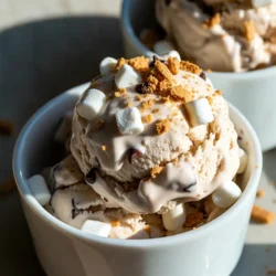 To make S’mores No-Churn Ice Cream, gather these simple ingredients: - 2 cups heavy cream - 1 can (14 oz) sweetened condensed milk - 1 teaspoon vanilla extract - 1/2 cup crushed graham crackers - 1/2 cup mini marshmallows - 1/2 cup chocolate chips (or chopped chocolate) - A pinch of sea salt Quality matters in this recipe. Use heavy cream that is fresh and cold. This cream whips up best for a light texture. The sweetened condensed milk should be full-fat for a rich flavor. Always check for a good expiration date. Choose mini marshmallows that are fluffy and soft. For chocolate, use either high-quality chips or chocolate bars. This will enhance the taste of your ice cream. You can easily adapt this recipe. For a lighter version, use half-and-half instead of heavy cream. If you want a dairy-free option, try coconut cream or almond milk in place of dairy. For sweetness, use a sugar substitute in the condensed milk. You can also swap out the chocolate chips for dark chocolate or white chocolate. If you're gluten-free, use gluten-free graham crackers. {{ingredient_image_1}} 1. Whip the cream. First, grab a large bowl. Use an electric mixer to whip the heavy cream. Mix until you see stiff peaks. This will take about 3 to 4 minutes. 2. Mix the base. In another bowl, add the sweetened condensed milk, vanilla extract, and a pinch of sea salt. Stir these until they blend well together. 3. Combine the mixtures. Now, gently fold the whipped cream into the sweetened condensed milk mix. Be careful not to squish the whipped cream. You want it airy and light. 4. Add the fun stuff. Next, fold in the crushed graham crackers, mini marshmallows, and chocolate chips. Mix these in slowly. You want even distribution throughout the ice cream. 5. Pack it away. Pour the creamy mixture into an airtight container. Use a spatula to smooth the top. This helps it freeze evenly. 6. Freeze. Cover the container with a lid. Place it in the freezer for at least 4 to 6 hours. This time allows the ice cream to firm up nicely. 7. Serve and enjoy. When you’re ready to eat, scoop the no-churn ice cream into bowls or cones. You can top it with extra crushed graham crackers, marshmallows, and a drizzle of chocolate for fun. - Over whipping the cream: If you whip the cream too much, it can turn into butter. Watch it closely! - Not folding gently: Folding too hard can deflate the whipped cream. Be gentle for the best texture. - Skipping the freeze time: Don’t rush this step! If the ice cream isn’t frozen long enough, it will be too soft. - Not using an airtight container: This can lead to ice crystals forming. Make sure your container seals well. To get the smoothest ice cream, whip the cream until stiff peaks form. It takes just 3-4 minutes. Mixing the whipped cream gently with the sweetened condensed milk is key. Fold carefully to keep the air in the cream. This step helps your ice cream stay light and fluffy. Serve this treat in bowls or cones. Top each scoop with more crushed graham crackers, mini marshmallows, and chocolate. You can even drizzle chocolate syrup on top for extra sweetness. Pair with a glass of cold milk or hot cocoa for a cozy touch. You will need a large bowl and an electric mixer for whipping the cream. A spatula helps fold the mixtures without deflating the whipped cream. Use an airtight container to store the ice cream in the freezer. A scoop makes serving easy and fun! Pro Tips Chill Your Bowl: Before whipping the cream, chill your mixing bowl for 10-15 minutes. This helps the cream whip up faster and achieve better volume. Graham Cracker Variations: For a twist, try using flavored graham crackers like chocolate or cinnamon to enhance the flavor profile of your ice cream. Marshmallow Swirls: For added texture, gently swirl in some extra mini marshmallows just before freezing for delightful pockets of gooeyness. Storage Tip: Make sure to press a piece of parchment paper directly onto the surface of the ice cream before sealing the container to prevent ice crystals from forming. {{image_2}} You can change the flavor of your S’mores ice cream easily. Try adding peanut butter for a nutty twist. Chocolate lovers may enjoy using dark chocolate chips instead of milk chocolate. For a fruity touch, add diced strawberries or raspberries. You can even mix in some mint extract for a refreshing taste. Each swap gives the ice cream a new life. The fun doesn't stop with the base flavors. You can add many different mix-ins. Consider using crushed Oreos or other cookies for a new crunch. Swap mini marshmallows for toasted coconut or dried fruit. You can top the ice cream with caramel sauce, or even a sprinkle of sea salt for a gourmet touch. These options add flavor and texture to your treat. Want a dairy-free or vegan version? Use coconut cream instead of heavy cream. This gives a rich, creamy texture. Choose a plant-based sweetened condensed milk for sweetness. Look for dairy-free chocolate chips for a yummy mix. With these swaps, you can enjoy S’mores ice cream while sticking to your diet. It’s a great way to share this treat with everyone! To keep your S’mores No-Churn Ice Cream fresh, use an airtight container. This helps prevent ice crystals from forming. Make sure to smooth the top with a spatula before sealing. It is key to freeze the ice cream for at least 4-6 hours. If you can, freeze it overnight for the best texture. Your S’mores Ice Cream can last up to two weeks in the freezer. After this time, it may lose its creamy texture and flavor. Be sure to check for any signs of freezer burn before serving. If it looks or smells off, it’s best to toss it. When it's time to serve, let the ice cream sit out for 5-10 minutes. This will soften it and make scooping easier. Use a warm scoop for best results. If the ice cream is too hard, it can break apart. For a fun touch, add more crushed graham crackers or marshmallows on top when serving. Enjoy your treat! No-churn ice cream is a creamy treat that you make without an ice cream maker. You whip cream to soft peaks and mix it with sweetened condensed milk. This method makes ice cream simple and fun. You get a smooth and rich ice cream that tastes great. With no machine needed, anyone can make it! Yes, you can use an ice cream maker if you prefer. Just whip the cream and mix it with the rest of the ingredients as usual. Then, pour it into your ice cream maker. Follow the device’s instructions for churning. This can make the ice cream a bit smoother, but it’s not needed. To store leftover S’mores No-Churn Ice Cream, put it in an airtight container. This helps keep it fresh and tasty. Make sure to smooth the top before sealing it. It can stay in the freezer for up to two weeks. Just remember to let it sit for a few minutes before scooping. This makes it easier to serve. In this post, we covered how to make S’mores No-Churn Ice Cream. We looked at ingredients, giving you tips on quality and substitutions. I shared step-by-step instructions, including common mistakes to avoid. We explored tips for texture, serving ideas, and helpful tools. I also suggested flavor variations and storage tips. Making this ice cream can be fun and rewarding. You can enjoy a sweet treat anytime, so get started!