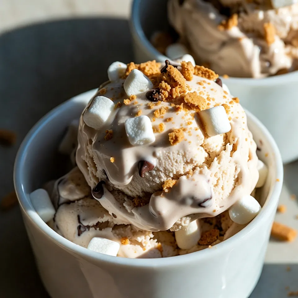 To make S’mores No-Churn Ice Cream, gather these simple ingredients: - 2 cups heavy cream - 1 can (14 oz) sweetened condensed milk - 1 teaspoon vanilla extract - 1/2 cup crushed graham crackers - 1/2 cup mini marshmallows - 1/2 cup chocolate chips (or chopped chocolate) - A pinch of sea salt Quality matters in this recipe. Use heavy cream that is fresh and cold. This cream whips up best for a light texture. The sweetened condensed milk should be full-fat for a rich flavor. Always check for a good expiration date. Choose mini marshmallows that are fluffy and soft. For chocolate, use either high-quality chips or chocolate bars. This will enhance the taste of your ice cream. You can easily adapt this recipe. For a lighter version, use half-and-half instead of heavy cream. If you want a dairy-free option, try coconut cream or almond milk in place of dairy. For sweetness, use a sugar substitute in the condensed milk. You can also swap out the chocolate chips for dark chocolate or white chocolate. If you're gluten-free, use gluten-free graham crackers. {{ingredient_image_1}} 1. Whip the cream. First, grab a large bowl. Use an electric mixer to whip the heavy cream. Mix until you see stiff peaks. This will take about 3 to 4 minutes. 2. Mix the base. In another bowl, add the sweetened condensed milk, vanilla extract, and a pinch of sea salt. Stir these until they blend well together. 3. Combine the mixtures. Now, gently fold the whipped cream into the sweetened condensed milk mix. Be careful not to squish the whipped cream. You want it airy and light. 4. Add the fun stuff. Next, fold in the crushed graham crackers, mini marshmallows, and chocolate chips. Mix these in slowly. You want even distribution throughout the ice cream. 5. Pack it away. Pour the creamy mixture into an airtight container. Use a spatula to smooth the top. This helps it freeze evenly. 6. Freeze. Cover the container with a lid. Place it in the freezer for at least 4 to 6 hours. This time allows the ice cream to firm up nicely. 7. Serve and enjoy. When you’re ready to eat, scoop the no-churn ice cream into bowls or cones. You can top it with extra crushed graham crackers, marshmallows, and a drizzle of chocolate for fun. - Over whipping the cream: If you whip the cream too much, it can turn into butter. Watch it closely! - Not folding gently: Folding too hard can deflate the whipped cream. Be gentle for the best texture. - Skipping the freeze time: Don’t rush this step! If the ice cream isn’t frozen long enough, it will be too soft. - Not using an airtight container: This can lead to ice crystals forming. Make sure your container seals well. To get the smoothest ice cream, whip the cream until stiff peaks form. It takes just 3-4 minutes. Mixing the whipped cream gently with the sweetened condensed milk is key. Fold carefully to keep the air in the cream. This step helps your ice cream stay light and fluffy. Serve this treat in bowls or cones. Top each scoop with more crushed graham crackers, mini marshmallows, and chocolate. You can even drizzle chocolate syrup on top for extra sweetness. Pair with a glass of cold milk or hot cocoa for a cozy touch. You will need a large bowl and an electric mixer for whipping the cream. A spatula helps fold the mixtures without deflating the whipped cream. Use an airtight container to store the ice cream in the freezer. A scoop makes serving easy and fun! Pro Tips Chill Your Bowl: Before whipping the cream, chill your mixing bowl for 10-15 minutes. This helps the cream whip up faster and achieve better volume. Graham Cracker Variations: For a twist, try using flavored graham crackers like chocolate or cinnamon to enhance the flavor profile of your ice cream. Marshmallow Swirls: For added texture, gently swirl in some extra mini marshmallows just before freezing for delightful pockets of gooeyness. Storage Tip: Make sure to press a piece of parchment paper directly onto the surface of the ice cream before sealing the container to prevent ice crystals from forming. {{image_2}} You can change the flavor of your S’mores ice cream easily. Try adding peanut butter for a nutty twist. Chocolate lovers may enjoy using dark chocolate chips instead of milk chocolate. For a fruity touch, add diced strawberries or raspberries. You can even mix in some mint extract for a refreshing taste. Each swap gives the ice cream a new life. The fun doesn't stop with the base flavors. You can add many different mix-ins. Consider using crushed Oreos or other cookies for a new crunch. Swap mini marshmallows for toasted coconut or dried fruit. You can top the ice cream with caramel sauce, or even a sprinkle of sea salt for a gourmet touch. These options add flavor and texture to your treat. Want a dairy-free or vegan version? Use coconut cream instead of heavy cream. This gives a rich, creamy texture. Choose a plant-based sweetened condensed milk for sweetness. Look for dairy-free chocolate chips for a yummy mix. With these swaps, you can enjoy S’mores ice cream while sticking to your diet. It’s a great way to share this treat with everyone! To keep your S’mores No-Churn Ice Cream fresh, use an airtight container. This helps prevent ice crystals from forming. Make sure to smooth the top with a spatula before sealing. It is key to freeze the ice cream for at least 4-6 hours. If you can, freeze it overnight for the best texture. Your S’mores Ice Cream can last up to two weeks in the freezer. After this time, it may lose its creamy texture and flavor. Be sure to check for any signs of freezer burn before serving. If it looks or smells off, it’s best to toss it. When it's time to serve, let the ice cream sit out for 5-10 minutes. This will soften it and make scooping easier. Use a warm scoop for best results. If the ice cream is too hard, it can break apart. For a fun touch, add more crushed graham crackers or marshmallows on top when serving. Enjoy your treat! No-churn ice cream is a creamy treat that you make without an ice cream maker. You whip cream to soft peaks and mix it with sweetened condensed milk. This method makes ice cream simple and fun. You get a smooth and rich ice cream that tastes great. With no machine needed, anyone can make it! Yes, you can use an ice cream maker if you prefer. Just whip the cream and mix it with the rest of the ingredients as usual. Then, pour it into your ice cream maker. Follow the device’s instructions for churning. This can make the ice cream a bit smoother, but it’s not needed. To store leftover S’mores No-Churn Ice Cream, put it in an airtight container. This helps keep it fresh and tasty. Make sure to smooth the top before sealing it. It can stay in the freezer for up to two weeks. Just remember to let it sit for a few minutes before scooping. This makes it easier to serve. In this post, we covered how to make S’mores No-Churn Ice Cream. We looked at ingredients, giving you tips on quality and substitutions. I shared step-by-step instructions, including common mistakes to avoid. We explored tips for texture, serving ideas, and helpful tools. I also suggested flavor variations and storage tips. Making this ice cream can be fun and rewarding. You can enjoy a sweet treat anytime, so get started!