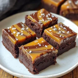 To make these tasty salted caramel brownie bites, gather the following: - 1 cup unsalted butter - 1 cup dark chocolate chips - 2 cups granulated sugar - 4 large eggs - 1 teaspoon vanilla extract - 1 cup all-purpose flour - 1/2 cup cocoa powder - 1 teaspoon baking powder - 1/2 teaspoon salt - 1 cup homemade or store-bought salted caramel sauce - Sea salt flakes for topping You can swap some ingredients if needed. For butter, use coconut oil for a dairy-free option. Instead of dark chocolate chips, milk chocolate works well too. If you want a healthier choice, try brown sugar instead of granulated sugar. For gluten-free bites, use almond flour instead of all-purpose flour. You can also make your caramel sauce using maple syrup for a unique touch. Using quality ingredients makes a big difference. Fresh eggs give the best texture. Good chocolate chips add depth to the flavor. Unsalted butter lets you control the saltiness. When you use high-quality caramel sauce, it enhances the overall taste. Every bite should burst with rich flavors. This is why I always choose the best ingredients for my recipes. They bring joy to your baking and make these brownie bites truly irresistible. {{ingredient_image_1}} First, I like to preheat my oven to 350°F (175°C). This step is key for even baking. Next, grab a 9x13 inch baking pan. Line it with parchment paper. Make sure the paper hangs over the edges. This helps with easy removal later. In a medium saucepan, add 1 cup of unsalted butter and 1 cup of dark chocolate chips. Set the heat to low. Stir the mix until it melts and becomes smooth. Take it off the heat and let it cool a bit. In a large bowl, whisk together 2 cups of granulated sugar, 4 large eggs, and 1 teaspoon of vanilla extract. Mix until everything is well blended and a bit frothy. This adds air and helps with texture. In another bowl, sift together 1 cup of all-purpose flour, 1/2 cup of cocoa powder, 1 teaspoon of baking powder, and 1/2 teaspoon of salt. Gradually add this dry mix to the wet mixture. Fold gently until just combined. Be careful not to overmix, as this can make your brownies tough. Spread half of the brownie batter evenly in your prepared pan. Drizzle half of the salted caramel sauce over this layer. Next, carefully spread the remaining brownie batter on top. Use a knife or skewer to swirl the rest of the caramel into the batter. This creates a beautiful marbled look. Place the pan in your preheated oven. Bake for 25-30 minutes. To check for doneness, insert a toothpick into the center. It should come out with moist crumbs, not wet batter. Once done, let the brownies cool completely in the pan on a wire rack. After cooling, lift them out with the parchment paper and cut into bite-sized squares. To get the best brownie texture, focus on mixing. Mix the wet ingredients well but don't overmix the dry ingredients. This keeps the brownies soft and chewy. Use dark chocolate chips for a rich flavor. Also, make sure to bake them just right. A toothpick should come out with moist crumbs, not clean. This shows they are fudgy and perfect. You can play with the salted caramel sauce to match your taste. If you want it sweeter, add a bit more sugar. For a deeper flavor, use dark brown sugar or even maple syrup. You can also add a touch of sea salt to the caramel for a stronger salty kick. This balance of sweet and salty makes the brownies truly special. Cooling the brownies is key. Let them cool completely in the pan before cutting. This helps them hold their shape. Use a sharp knife for clean cuts. Wipe the knife between cuts to keep the edges nice. If you want neat squares, chill the brownies in the fridge for about an hour. This makes cutting easier and gives a nice look. Pro Tips Use Quality Chocolate: The flavor of your brownies largely depends on the quality of the chocolate used. Choose a high-quality dark chocolate for the best results. Don’t Overmix: When combining the dry and wet ingredients, mix until just combined. Overmixing can lead to dense and tough brownies. Cool Before Cutting: Allow the brownies to cool completely before cutting them into bites. This helps them set and makes for cleaner cuts. Customize Your Toppings: Feel free to experiment with additional toppings like chopped nuts, chocolate drizzle, or even a sprinkle of flaky sea salt for added texture and flavor. {{image_2}} You can change up the flavor of your brownie bites. Here are some tasty ideas: - Nutty Brownies: Add 1 cup of chopped nuts, like walnuts or pecans. - Minty Treats: Substitute vanilla extract with peppermint extract for a fresh twist. - Coffee Lovers: Mix in 1 tablespoon of instant coffee granules for a rich flavor. - Spicy Kick: Add a pinch of cayenne pepper for a little heat. These variations make the brownies fun and unique for every occasion. You can make these brownie bites gluten-free. Use almond flour or a gluten-free flour blend instead of all-purpose flour. Ensure that your baking powder is gluten-free too. This way, everyone can enjoy the treats! To create vegan brownie bites, swap out a few ingredients: - Replace eggs with 1/4 cup of unsweetened applesauce for each egg. - Use vegan butter or coconut oil instead of unsalted butter. - Choose dairy-free chocolate chips for a rich flavor. These swaps keep the brownies delicious while making them vegan-friendly. To keep your brownie bites fresh, store them in an airtight container. Place a piece of parchment paper between layers. This helps prevent sticking. Keep the container at room temperature for up to three days. If you want them to last longer, try refrigerating them. They stay good in the fridge for about a week. Freezing is a great way to save extra brownie bites. First, let them cool completely. Then, wrap each bite in plastic wrap. Place the wrapped bites in a freezer-safe bag. They can stay in the freezer for up to three months. When you're ready to eat them, just thaw them in the fridge overnight. To reheat, preheat your oven to 350°F (175°C). Place the brownie bites on a baking sheet. Heat them for about 5-10 minutes. This brings back their fudgy texture. You can also use the microwave. Heat them in 10-second intervals. Just be careful not to overheat, or they will dry out. Enjoy your warm salted caramel brownie bites! To make salted caramel sauce, start with sugar. Heat it in a pot until it melts. Stir it often to avoid burning. When it turns golden brown, add butter and cream. Mix well until smooth. Finally, sprinkle in sea salt to taste. Let it cool before using it in your brownies. This sauce adds a rich flavor. Yes, you can make salted caramel brownie bites ahead of time. Bake them and let them cool fully. Store them in an airtight container. They stay fresh for about three days. You can also freeze them for longer storage. Just thaw them in the fridge when you're ready to enjoy. To check if brownies are done, use a toothpick. Insert it into the center of the pan. If it comes out with moist crumbs, they are ready. If it comes out wet with batter, bake a few more minutes. Remember, underbaking gives a fudgy texture, while overbaking makes them dry. You can serve salted caramel brownie bites with ice cream. Vanilla or salted caramel ice cream pairs well. Fresh fruit, like berries, adds a nice contrast. You can also add whipped cream for extra richness. Drizzling more caramel sauce on top makes them even better. Some common mistakes include overmixing the batter. This can make brownies tough. Also, be careful not to bake them too long. Always check with a toothpick. Lastly, let them cool before cutting. This helps them hold their shape and stay chewy. In this post, we explored important ingredients, detailed steps, and helpful tips for making salted caramel brownie bites. Remember, quality ingredients lead to better flavor. Follow the steps closely for the best results. Customizing flavors can make your brownies unique. Store them right to keep their taste fresh. Use these guidelines and enjoy creating delicious treats that impress everyone. You now have all the tools to bake the perfect brownie bites. Dive in and have fun!