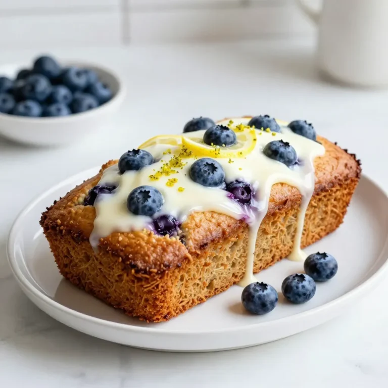 - 1 cup plain yogurt (preferably Greek) - 1 cup granulated sugar - 1/4 cup vegetable oil - 2 large eggs - Zest of 1 lemon - 1 teaspoon vanilla extract - 2 cups all-purpose flour - 2 teaspoons baking powder - 1/2 teaspoon salt - 1 cup fresh blueberries (or frozen, thawed and drained) - 1/4 cup lemon juice Using Greek yogurt makes the loaf moist and rich. You can swap it for regular yogurt if needed. Choose fresh blueberries for the best flavor. If using frozen, ensure they are thawed and drained well. This helps prevent extra moisture in the batter. The lemon zest adds a bright flavor. Fresh lemons work best, but bottled juice is okay in a pinch. The sugar not only sweetens but also helps the loaf rise. Make sure to measure accurately for the best results. You can replace granulated sugar with coconut sugar or honey. Keep in mind that honey will change the texture slightly. For a dairy-free option, use almond or coconut yogurt. If you want a lighter loaf, swap half the oil for applesauce. For a gluten-free version, use a gluten-free flour blend. This may require adjusting the liquid in the recipe. If you don’t have lemons, try limes for a different twist. {{ingredient_image_1}} First, heat your oven to 350°F (175°C). This step is key for even baking. Next, take a 9x5-inch loaf pan and grease it well. You can use butter or cooking spray. This helps the loaf slide out easily later. In a large bowl, mix together 1 cup of plain yogurt, 1 cup of granulated sugar, and 1/4 cup of vegetable oil. Stir until the mixture is smooth. Then, add 2 large eggs one at a time. Beat well after each egg. Next, stir in the zest of 1 lemon and 1 teaspoon of vanilla extract for flavor. In another bowl, whisk together 2 cups of all-purpose flour, 2 teaspoons of baking powder, and 1/2 teaspoon of salt. This step helps to distribute the baking powder evenly. Gradually mix the dry ingredients into the wet mixture. Be gentle; we do not want to overmix. Now, it’s time to add the star of the show! Gently fold in 1 cup of fresh blueberries. If you use frozen blueberries, make sure they are thawed and drained. This keeps the batter from turning blue. Once your batter is ready, pour it into the greased loaf pan. Spread it out evenly. Bake in your preheated oven for 50-60 minutes. Check if it’s done by inserting a toothpick in the center. If it comes out clean, your loaf is ready! While the loaf is baking, mix together 1/4 cup of lemon juice with 1 cup of powdered sugar. Stir until smooth. This glaze adds a sweet and tangy finish. Once your loaf cools, drizzle the glaze over the top. Let it set for a few minutes before slicing. Enjoy! To get a moist and fluffy loaf, use Greek yogurt. It adds creaminess and flavor. Mix wet ingredients until smooth. The eggs help create a light texture. When you combine wet and dry ingredients, do it gently. Overmixing can make the loaf dense. You want just enough mixing to blend everything nicely. One big mistake is not measuring the flour correctly. Too much flour makes the loaf dry. Always spoon flour into your measuring cup and level it off. Another mistake is baking too long. Keep an eye on it in the oven. Check for doneness with a toothpick. If it comes out clean, your loaf is ready! This loaf is great for breakfast or snacks. Serve it warm with butter for extra flavor. You can also add a dollop of whipped cream or yogurt on top. For a fun twist, top it with fresh berries. A slice pairs well with coffee or tea. Enjoy it at any time of day! Pro Tips Use Room Temperature Ingredients: Make sure your yogurt and eggs are at room temperature for easier mixing and a smoother batter. Don’t Overmix: When combining the wet and dry ingredients, mix just until combined to keep the loaf tender and prevent it from becoming dense. Fresh vs. Frozen Blueberries: If using frozen blueberries, ensure they are thoroughly thawed and drained to prevent excess moisture in the batter. Cool Before Glazing: Allow the loaf to cool completely before adding the glaze to prevent it from melting and running off. {{image_2}} You can easily change the taste of this loaf. Try adding spices like cinnamon or nutmeg. These add warmth and depth. You can also switch the lemon zest for orange or lime zest. Each brings a fresh twist. For a richer flavor, consider adding almond extract instead of vanilla. Just remember, a little goes a long way! Want to make this loaf gluten-free? Use a gluten-free flour blend. Look for blends that work well in baking. Make sure they have a good balance of starches and flours. You might need to add a binder like xanthan gum. This will help hold it together. Always check the package for the right measurements. Blueberries are amazing, but other fruits work well too! You can try raspberries, strawberries, or even chopped peaches. Just be sure to adjust the amount. If you use a fruit with more juice, reduce the lemon juice a bit. This will keep the loaf from getting too wet. Mix and match to find your favorite combo! To keep your Blueberry Lemon Yogurt Loaf fresh, store it in an airtight container. This helps keep moisture in and prevents it from drying out. If you don't have a container, wrap the loaf tightly in plastic wrap. Place it in a cool, dry place, away from direct sunlight. The loaf will stay fresh for about 3-4 days at room temperature. Freezing your loaf is simple! First, let it cool completely. Wrap it tightly in plastic wrap, then wrap it again in aluminum foil. This double wrap helps prevent freezer burn. You can freeze the loaf for up to three months. When you’re ready to enjoy it, let it thaw in the fridge overnight. To reheat your loaf, preheat your oven to 350°F (175°C). Place the loaf in the oven for about 10-15 minutes. This warms it up and revives its soft texture. If you prefer, you can microwave a slice for about 20-30 seconds. Just be careful not to overheat it; you want to keep it moist and tasty! Yes, you can use frozen blueberries. Thaw them and drain excess juice. This keeps the loaf from getting too wet. Frozen blueberries also taste great in this recipe. The loaf stays fresh for about three days at room temperature. Store it in an airtight container. For longer storage, keep it in the fridge for up to a week. You can replace yogurt with sour cream or buttermilk. Each will add a nice tang. The texture may change slightly, but it will still taste good. You can use lime juice or orange juice instead. Each will give a different flavor. If you want, you can skip it, but the loaf won't taste as bright. We covered the key steps to make a tasty blueberry lemon yogurt loaf. I shared important notes on ingredients and helpful tips. You can also explore fun variations and find the best storage practices. Remember, baking is about experimenting and having fun. Use this recipe as a guide, but feel free to make it your own. Enjoy your cooking and share your tasty results with friends!