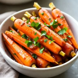 To make brown sugar glazed carrots, you need: - 1 pound baby carrots (or sliced regular carrots) - 3 tablespoons unsalted butter - 1/4 cup brown sugar - 1 teaspoon cinnamon - 1/4 teaspoon nutmeg - 1/4 cup vegetable broth - Salt and pepper to taste - Fresh parsley for garnish (optional) If you don’t have baby carrots, use sliced regular carrots. You can also swap unsalted butter for olive oil. If you want a different sweet taste, use maple syrup instead of brown sugar. For a twist, try adding honey instead of sugar. When buying carrots, look for bright orange color. They should feel firm and smooth. Avoid carrots that are limp or have dark spots. If you can, choose organic carrots for better flavor and health benefits. Fresh carrots should have green tops, but if they are cut off, that’s okay too. Always check the size; smaller carrots are often sweeter. {{ingredient_image_1}} First, gather your carrots. If you have regular carrots, peel and slice them. Make sure all pieces are even. This helps them cook evenly. If you picked baby carrots, skip this step. They are ready to go! Next, take a large skillet and put it on medium heat. Add three tablespoons of unsalted butter. Let it melt slowly. Once melted, stir in one-fourth cup of brown sugar. Mix it well. You want the sugar to melt and feel syrupy. This should take about one to two minutes. Now, it’s time to add the carrots. Pour them into the skillet with the butter and sugar mix. Then, add one-fourth cup of vegetable broth. This adds flavor and helps the carrots cook. Stir everything together until the carrots are well coated in the glaze. Cover the skillet and lower the heat to medium-low. Cook for about ten to fifteen minutes. Stir occasionally, until the carrots are soft and the glaze thickens. Once done, add salt and pepper to taste. If you like, sprinkle fresh parsley on top for a nice touch. Enjoy your tasty side! To get that shiny glaze, you need to melt the butter and brown sugar well. Stir them together until smooth. This step gives a great base for the flavor. Don’t rush it; let it bubble a bit. When you add the broth, it helps the glaze stick to the carrots. Cover the pan during cooking. This traps steam and helps the carrots cook evenly. You can add some extra flavors to make your dish pop. Try adding a splash of orange juice for brightness. A bit of ginger can add a nice kick too. If you like heat, a pinch of cayenne pepper works well. Fresh herbs like thyme or rosemary can bring freshness. Just sprinkle them on before serving for a burst of flavor. One big mistake is overcooking the carrots. They should be tender but not mushy. Keep an eye on them as they cook. Also, adding too much salt can overpower the sweetness. Start with a little and taste as you go. Lastly, don’t skip the garnish. A sprinkle of fresh parsley makes the dish look nice and adds a fresh taste. Pro Tips Use Fresh Carrots: Fresh, crisp carrots will yield the best flavor and texture. Look for carrots that are firm and vibrant in color. Adjust Sweetness: Feel free to adjust the amount of brown sugar according to your taste preferences. You can add more for a sweeter glaze or less for a more savory dish. Add a Splash of Citrus: A squeeze of fresh lemon or orange juice just before serving can brighten the flavors and add a refreshing twist to the dish. Garnish for Color: Fresh parsley not only adds a pop of color but also enhances the overall presentation. Don't skip this finishing touch! {{image_2}} You can swap brown sugar for honey. This change adds a floral taste. Just use the same amount of honey as brown sugar. Melt the butter and stir in the honey. Cook the carrots as usual. The result is sweet and sticky. Honey glazed carrots shine on any plate. For a kick, add some heat! Mix in a pinch of cayenne pepper or red pepper flakes. Start with a small amount and adjust to your taste. This spice boosts the flavor profile. The sweet and spicy blend creates a unique dish. Serve these spicy carrots for a twist! Adding nuts and dried fruits makes this side special. Toss in chopped pecans or walnuts for crunch. Dried cranberries or raisins add sweetness. Mix these in during the cooking process. They will soak up the glaze and add more flavor. These add-ins make your carrots even more delicious! To store leftover brown sugar glazed carrots, first let them cool. Place them in an airtight container. Keep them in the fridge for up to three days. This helps maintain their sweet flavor and tender texture. When you’re ready to eat, reheating is easy. Place the carrots in a skillet over low heat. Add a splash of vegetable broth or water to keep them moist. Heat for about five minutes, stirring gently. You can also use the microwave. Heat the carrots in a bowl for one to two minutes, checking often. You can freeze these glazed carrots for later use. First, let them cool completely. Then, place them in a freezer-safe bag or container. Make sure to remove as much air as possible. They can last up to three months in the freezer. To use, thaw them in the fridge overnight, then reheat as described. Yes, you can use regular carrots. Just peel and slice them into even pieces. This helps them cook evenly. Baby carrots save time, but regular ones work just as well. They will soak up the glaze and taste great. If you don't have brown sugar, you can use white sugar. To mimic brown sugar's flavor, mix white sugar with a bit of molasses. For every cup of white sugar, add one tablespoon of molasses. This gives a similar taste and color to your dish. To make this dish vegan, simply swap the butter for a plant-based butter. This keeps the creamy texture while making it suitable for a vegan diet. You can also use vegetable broth, as the recipe already calls for it. Enjoy your tasty carrots without dairy! This blog post shared the full process for making brown sugar glazed carrots. We covered ingredient lists, cooking steps, and helpful tips. You learned how to achieve a perfect glaze and avoid common mistakes. Don’t forget to explore the tasty variations, like honey or spicy carrots. Proper storage extends the life of your leftovers, making your dish last longer. Use this guide to impress your family and friends with a simple, delicious side. Enjoy cooking!