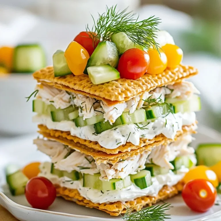 - 1 box of Ritz crackers - 8 oz cream cheese, softened - 1/4 cup mayonnaise - 1 tablespoon Dijon mustard - 1 teaspoon onion powder - 1 teaspoon garlic powder - 1/2 cup finely diced celery - 1/2 cup diced cooked chicken or deli turkey - 1/4 cup chopped fresh dill or parsley - Salt and pepper to taste - Optional: Thinly sliced cucumber or cherry tomatoes for garnish To measure ingredients accurately, use measuring cups and spoons. For the cream cheese, let it sit out for a bit. This makes it easier to mix. When dicing celery and chicken, make sure the pieces are small. This helps the filling spread evenly on the crackers. If you want a different taste, try these swaps: - Use Greek yogurt instead of mayonnaise for a tangy flavor. - Swap chicken for canned tuna or chickpeas for a vegetarian option. - Use chives or basil instead of dill for a fresh twist. - Try low-fat cream cheese if you want a lighter filling. These options keep your sandwiches tasty and fun while catering to different diets! {{ingredient_image_1}} Start with a mixing bowl. Add 8 oz of softened cream cheese. Then, pour in 1/4 cup of mayonnaise. Next, stir in 1 tablespoon of Dijon mustard. Add 1 teaspoon of onion powder and 1 teaspoon of garlic powder. Mix until it’s smooth and creamy. Now, it's time to add some crunch! Fold in 1/2 cup of finely diced celery. Then, add 1/2 cup of diced cooked chicken or deli turkey. Finally, stir in 1/4 cup of chopped fresh dill or parsley. Don’t forget to season with salt and pepper to taste. Make sure everything is well mixed. Grab your Ritz crackers. Take one cracker and spread a generous layer of your cream cheese mixture on top. Next, place another Ritz cracker on the cream cheese layer. Press gently to form a sandwich. Repeat this until you use all the mixture. You’ll have a nice stack of sandwiches. For the best flavor, refrigerate the sandwiches for about 30 minutes. This helps the flavors blend well together. If you want a pretty touch, add thin slices of cucumber or cherry tomatoes on top. You can slice the sandwiches for easier serving too. Enjoy your tasty Ritz cracker party sandwiches! To make a smooth cream cheese mix, start with softened cream cheese. This helps it blend well. Use a fork or a hand mixer to whip it. Mix in mayonnaise and Dijon mustard for a tangy kick. Add onion and garlic powder for flavor. Stir until the mix is creamy and smooth. You want a nice spread that holds together well. Make sure to taste your blend. You can add more salt or pepper to your liking. If you want a little crunch, mix in finely diced celery. This adds texture and freshness to the blend. When arranging your Ritz cracker sandwiches, think about color and height. Stack them neatly on a platter. You can alternate colors if you use different toppings. For example, thinly sliced cucumbers or bright cherry tomatoes look great on top. Use small toothpicks to hold the sandwiches together. This makes them easy to pick up. You can also create a fun display with a variety of shapes. For a touch of class, serve them on a tiered stand. This adds height and draws the eye. These sandwiches pair well with many drinks. Try serving them with iced tea or lemonade for a refreshing taste. For a more adult option, pair them with white wine or a light beer. You can also serve them with veggies and dip. Carrot sticks or bell pepper slices add crunch and color. This creates a fun, balanced snack spread. Add some fruit, like grapes or berries, for a sweet touch. This mix of flavors will delight your guests. Pro Tips Use Room Temperature Ingredients: Ensuring your cream cheese is softened at room temperature allows for easier mixing and a smoother consistency in your filling. Add a Crunch: For an extra layer of texture, consider adding chopped nuts or crispy bacon bits to the filling for a delightful crunch. Make Ahead: Prepare the filling a day in advance and store it in the refrigerator. This not only saves time but also enhances the flavors as they meld together. Garnish for Presentation: Elevate your sandwiches by garnishing them with fresh herbs or colorful vegetable slices, making them visually appealing on your serving platter. {{image_2}} You can swap the chicken or turkey for other proteins. Tuna or ham works well. For a fun twist, try crab meat. You can also use a mix of proteins. Just keep the cream cheese base the same. This keeps the flavor rich and creamy. For a vegetarian option, leave out the meat. Add more diced veggies instead. You can use bell peppers, carrots, or olives. Cream cheese pairs great with these. Try adding avocado for creaminess. This version is fresh and colorful. Seasonal flavors can make your sandwiches pop. In spring, add fresh herbs like basil or chives. In summer, use diced tomatoes for a juicy bite. In fall, try adding apple chunks for sweetness. In winter, mix in some roasted red peppers for warmth. These flavors keep it interesting and fun. You can store leftover Ritz Cracker sandwiches easily. Place them in an airtight container. Keep them in the fridge for up to three days. If you leave them out, they may get soggy. So, always store them cold. Use a shallow plastic or glass container. This helps keep the sandwiches fresh. Make sure it has a tight lid. If you stack them, place parchment paper between layers. This stops them from sticking together. If you want to save them longer, freezing is a great option. Wrap each sandwich tightly in plastic wrap. Then, place them in a freezer bag. Remove as much air as possible to prevent freezer burn. You can freeze them for up to a month. When you're ready to eat, thaw them in the fridge overnight. Enjoy fresh flavors again! Yes, you can make these sandwiches ahead of time. Prepare them a few hours before your event. This helps the flavors mix well. Just store them in the fridge. I recommend chilling them for at least 30 minutes. The longer they sit, the better they taste. If you want a different spread, try ricotta or goat cheese. Both options work well with the other ingredients. You can also use hummus for a twist. It adds a nice flavor and is great for a lighter option. Yes, there are gluten-free crackers available. Look for brands that mimic the texture of Ritz. You can also use rice cakes. They are light and crunchy, making them a great choice. Always check the labels to ensure they are gluten-free. This blog post covers everything you need to know to make delicious Ritz cracker sandwiches. We explored the key ingredients, offered step-by-step instructions, and shared useful tips for the best results. I highlighted alternatives for proteins and flavors, helping you tailor the recipe to your taste. Finally, we discussed how to store leftovers and answered common questions. Try these sandwiches at your next gathering for a tasty treat everyone will enjoy. Enjoy creating your own unique versions of this simple snack!