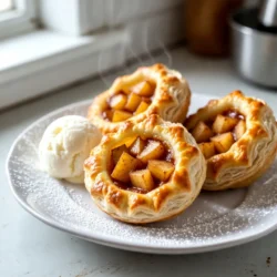- 2 medium apples, peeled, cored, and diced - 1 tablespoon lemon juice - 1 teaspoon cinnamon - 1/2 teaspoon nutmeg - 1/4 cup brown sugar - 1 tablespoon cornstarch - 1 package of pre-made pie crusts (2 crusts) - 1 egg, beaten (for egg wash) - 1 tablespoon sugar (for sprinkling) - Air fryer - Mixing bowl - Rolling pin - Round cutter or bowl - Fork or crimper for sealing Gather these ingredients before you start. Fresh apples make a big difference in taste. I like to use Granny Smith apples because they add a nice tartness. The brown sugar brings sweetness, while the spices provide warmth. The cornstarch helps thicken the filling, so it does not leak out during cooking. For tools, an air fryer is key. It makes the hand pies crispy without deep-frying. A mixing bowl helps combine the filling easily. A rolling pin is useful for flattening the dough. Use a round cutter to create perfect circles. A fork or crimper is needed to seal the pies tight. Having everything ready saves time and makes the process smooth. Enjoy the fun of making these tasty treats! {{ingredient_image_1}} To start, gather your diced apples in a medium bowl. Add 1 tablespoon of lemon juice to keep them fresh. Then, sprinkle in 1 teaspoon of cinnamon, 1/2 teaspoon of nutmeg, and 1/4 cup of brown sugar. Finally, mix in 1 tablespoon of cornstarch to help thicken the filling. Stir everything well until the apples are coated. Let this mixture marinate for 15 minutes. This step allows the flavors to meld and the apples to soften. Next, roll out your pie crusts on a lightly floured surface. Use a round cutter or a bowl to cut out circles about 5 inches in diameter. You should get around 8 circles from the two crusts. Take each circle and spoon about 1 tablespoon of the apple mixture into the center. Fold the pie crust over to form a half-moon shape. Make sure to seal the edges well. You can use a fork or just press with your fingers to crimp them shut. Now, it’s time to cook! Preheat your air fryer to 350°F (175°C). Once preheated, place the hand pies in a single layer in the basket. You may need to do this in batches. Air fry the hand pies for 10-12 minutes. Keep an eye on them until they turn golden brown and crispy. When done, carefully remove them and let them cool for a few minutes before serving. Enjoy your tasty treats! To avoid leaks, crimp the edges well. Use a fork to press down firmly along the edges. This seals the pies and keeps the filling inside. If you use your fingers, make sure to press tightly. When using pre-made pie crusts, let them sit at room temperature for about 10 minutes. This makes them easier to roll out and cut. Dust your surface with flour to prevent sticking. You can also use a rolling pin to make them thinner. Thinner crusts cook better in the air fryer. Set your air fryer to 350°F (175°C) for even cooking. This temperature helps the crust crisp up nicely. If your air fryer has a fan, it will cook evenly. Cook the hand pies for 10-12 minutes. Keep an eye on them after 8 minutes. They should turn golden brown when done. If they need more time, check every minute. This way, you avoid burning. Pro Tips Use Firm Apples: Choose firm apple varieties like Granny Smith or Honeycrisp for the best texture and flavor in your hand pies. Chill the Dough: For a flakier crust, chill the pie dough for at least 30 minutes before rolling it out. Experiment with Spices: Feel free to add nutmeg, ginger, or allspice to the apple filling for a unique twist on flavors. Check for Doneness: Since air fryers can vary in temperature, check your hand pies a minute or two before the recommended time to avoid over-browning. {{image_2}} You can make your air fryer apple hand pies more exciting by adding spices. Allspice gives a warm, rich flavor. Ginger adds a nice kick. You can mix and match spices to find your favorite. Using different types of apples also helps. Some apples are sweet, like Fuji or Honeycrisp. Others, like Granny Smith, are tart. Mixing sweet and tart apples creates a balanced flavor. Experimenting with apple types will add fun twists to your hand pies. If you want to change up the sweetness, try brown sugar substitutes. Coconut sugar works well and adds a slight caramel flavor. Another great option is maple syrup. It gives a deep, rich taste and pairs well with the apples. Just use less maple syrup than brown sugar since it is liquid. These ideas let you customize your hand pies. You can enjoy different tastes while keeping them delicious and fun. To keep your hand pies fresh, cool them completely before storing. This step is key. If you store them warm, they will get soggy. Once cool, place them in an airtight container. This helps keep them crispy and tasty. You can store them in the fridge for up to three days. If you want to keep them longer, consider freezing them. The best way to reheat your hand pies is in the air fryer. Set your air fryer to 350°F (175°C). Heat them for about 5 minutes. This will make them warm and crispy again. If you don’t have an air fryer, you can use the stovetop. Place them in a skillet over low heat. Cover the skillet to help them warm evenly. Check often to avoid burning. Enjoy your delicious hand pies! Yes, you can use homemade pie crust. Just make sure it is rolled thin. This will help the crust cook evenly and stay crispy in the air fryer. If you want a flaky crust, use cold butter. Cut it into small pieces and mix it into the flour until crumbly. To keep the apple filling from being watery, use cornstarch. It helps absorb extra moisture. Make sure to mix it well with the apples. Also, let the filling sit for about 15 minutes. This allows the flavors to blend and some liquid to evaporate. The best apples for hand pies are Granny Smith and Honeycrisp. Granny Smith apples add a nice tart flavor. Honeycrisp apples are sweet and juicy. You can also mix both types for a balance of sweet and tart. In this blog post, we covered how to make delicious air fryer hand pies. You learned the key ingredients and tools needed. We detailed step-by-step instructions for the filling, assembly, and cooking process. Plus, I shared tips to perfect your pies and variations to try. To wrap it up, making hand pies is fun and rewarding. With simple ingredients and an air fryer, you can enjoy tasty treats anytime. Give it a go and impress your friends and family!